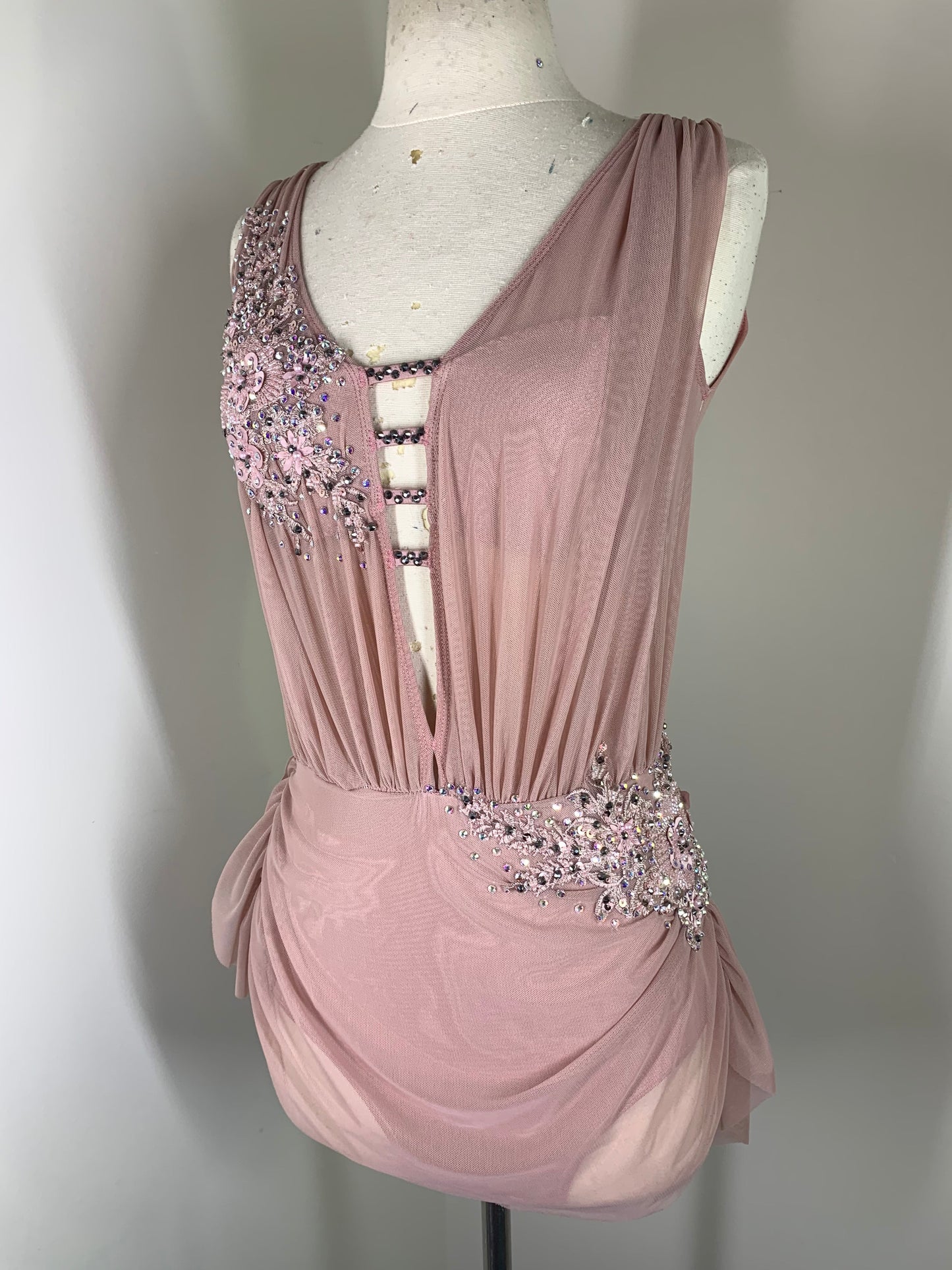 Navy draped lyrical dance costume