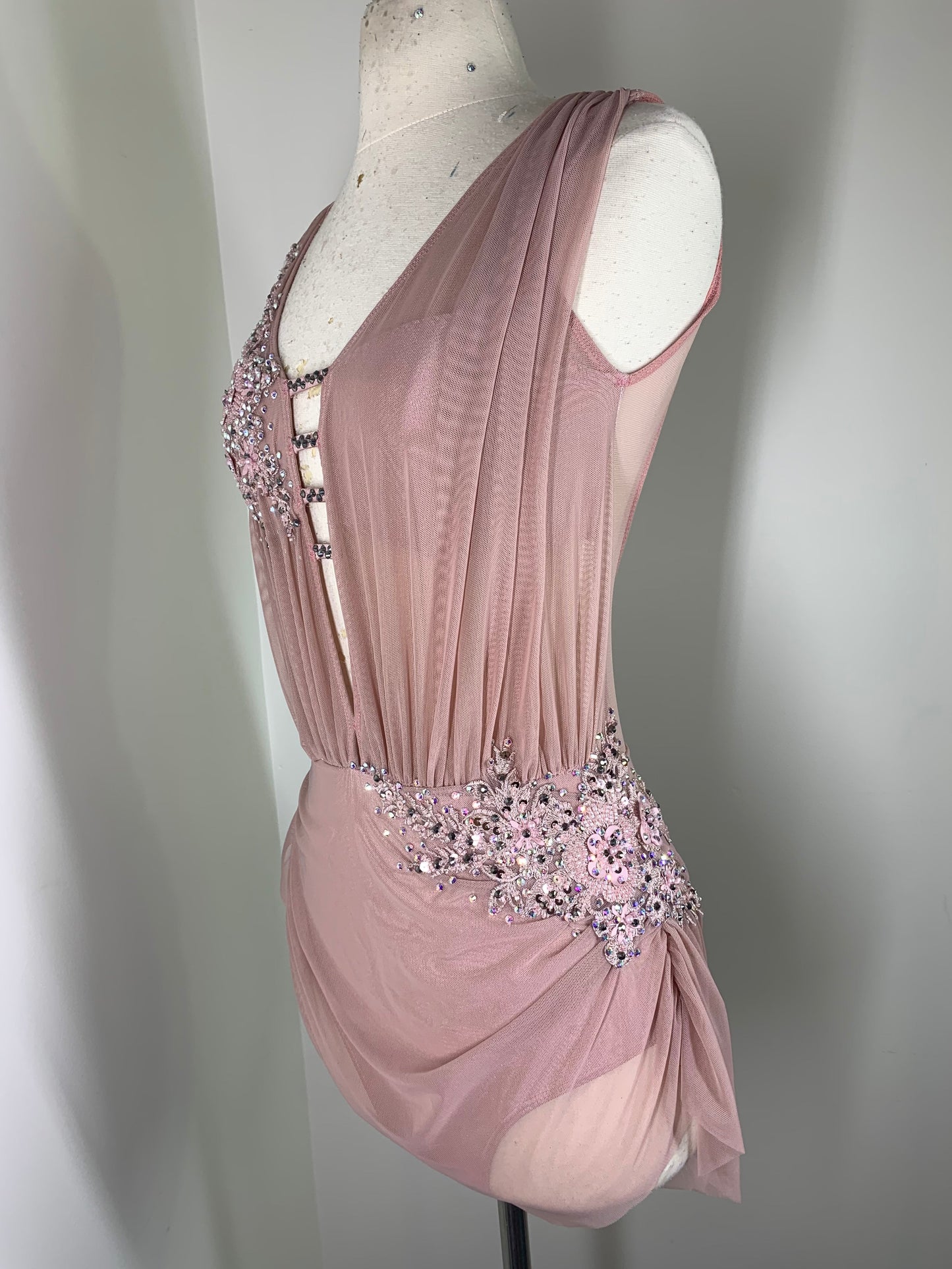Navy draped lyrical dance costume