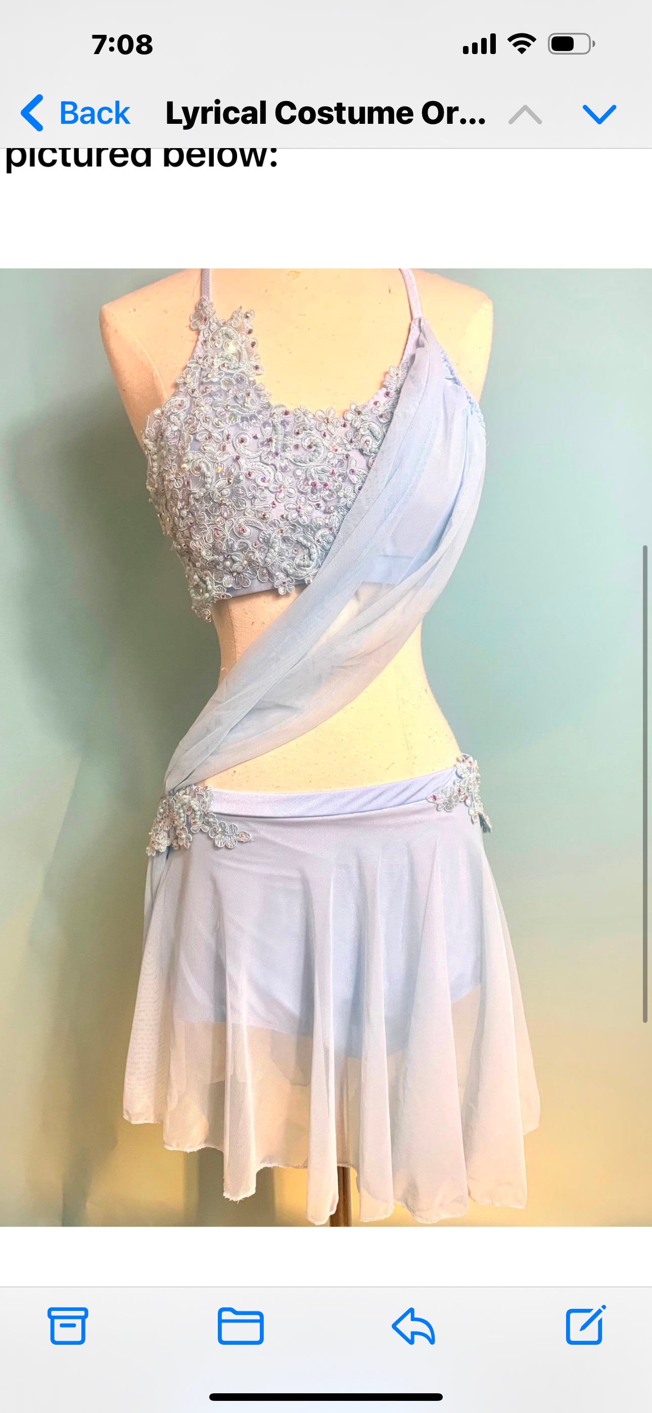 sky blue lyrical dance costume