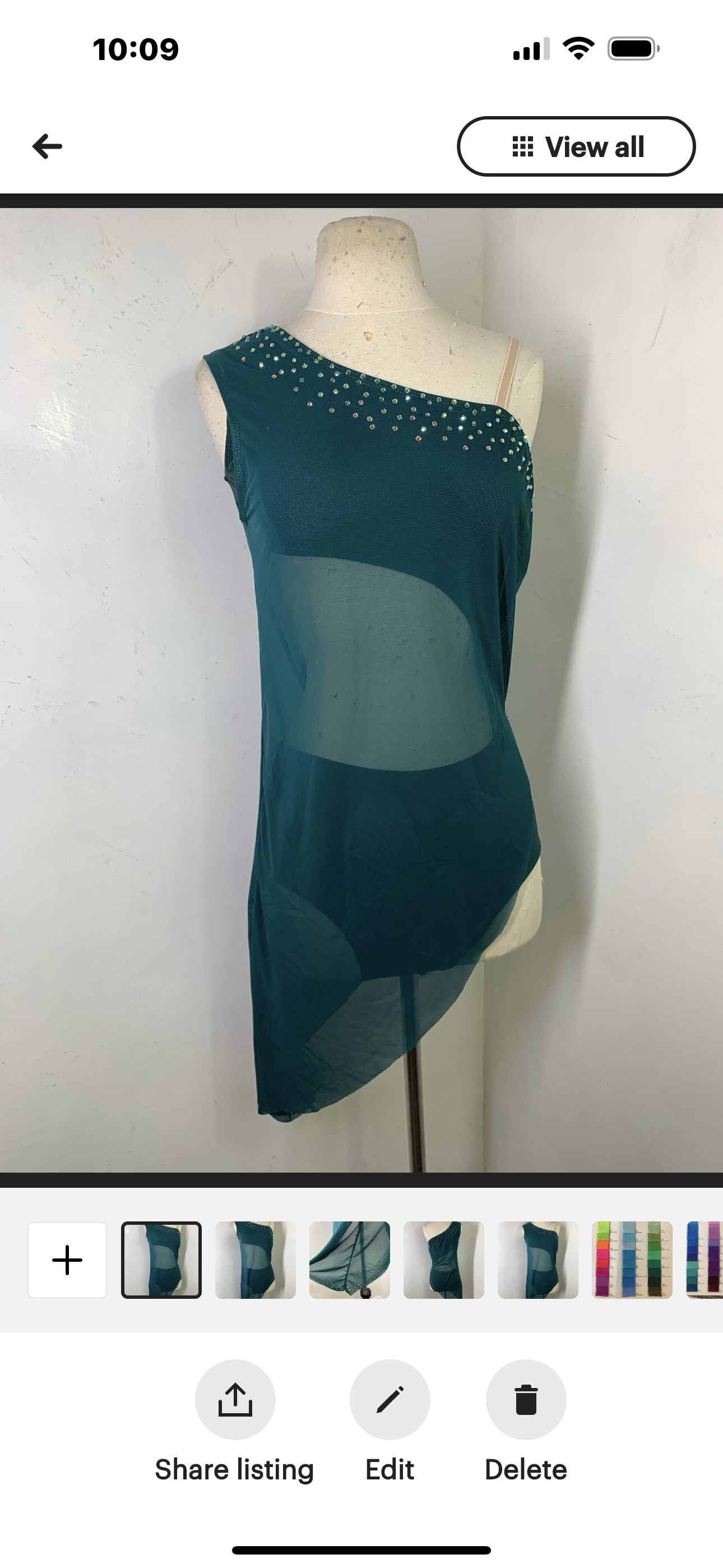 SOLID CUSTOM COSTUME dress with lined leotard and rhinestones