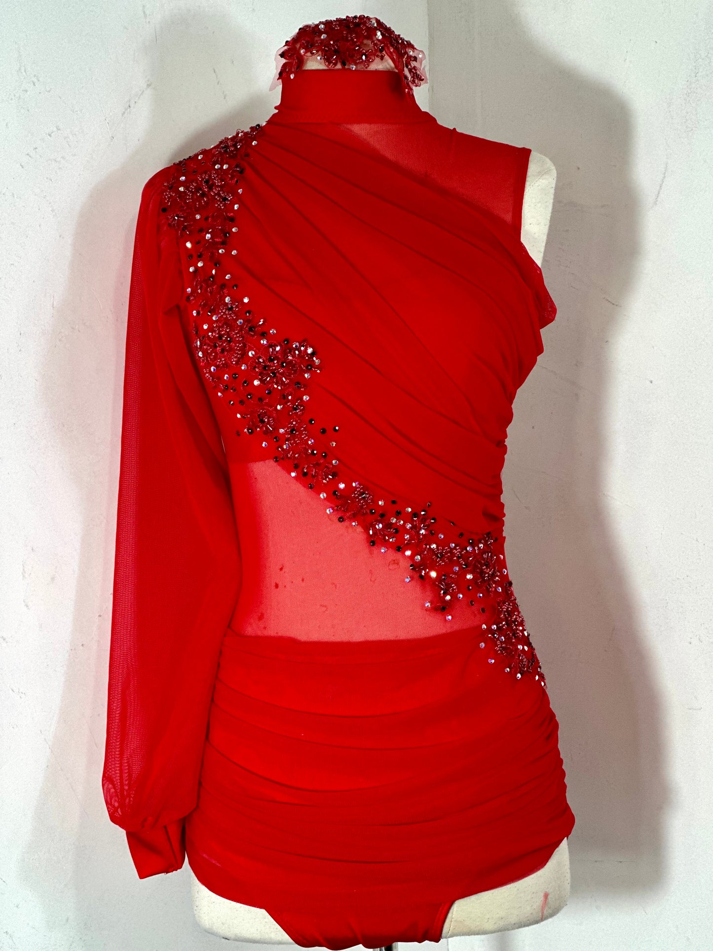 red MA CONTEMPORARY DRAPED dance costume