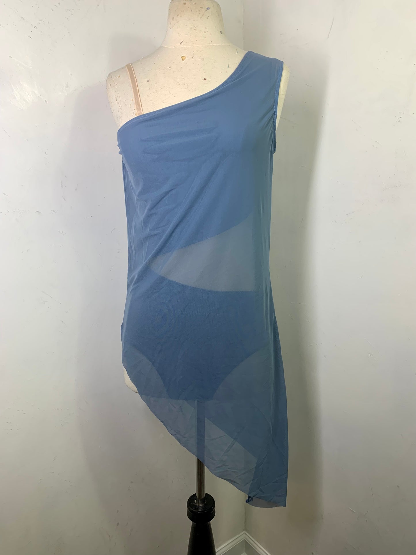 RHINESTONED ASSYMETRICAL DANCE DRESS