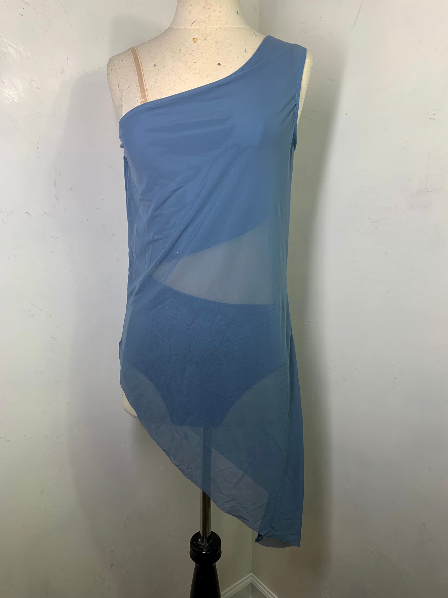 RHINESTONED ASSYMETRICAL DANCE DRESS