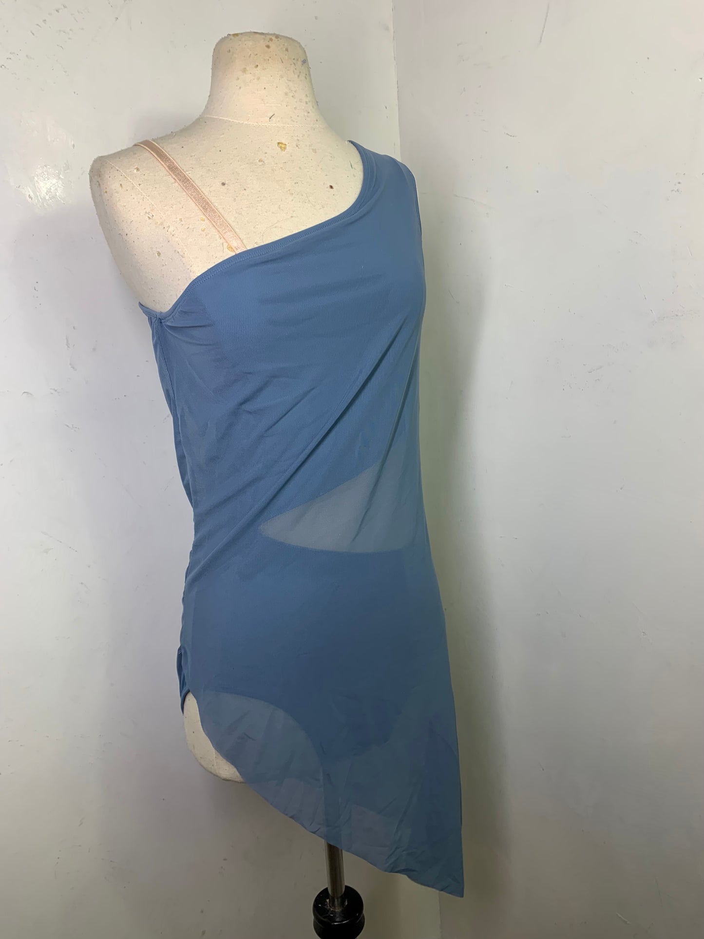 RHINESTONED ASSYMETRICAL DANCE DRESS