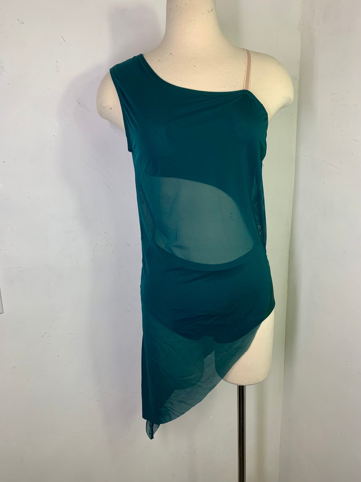 RHINESTONED ASSYMETRICAL DANCE DRESS