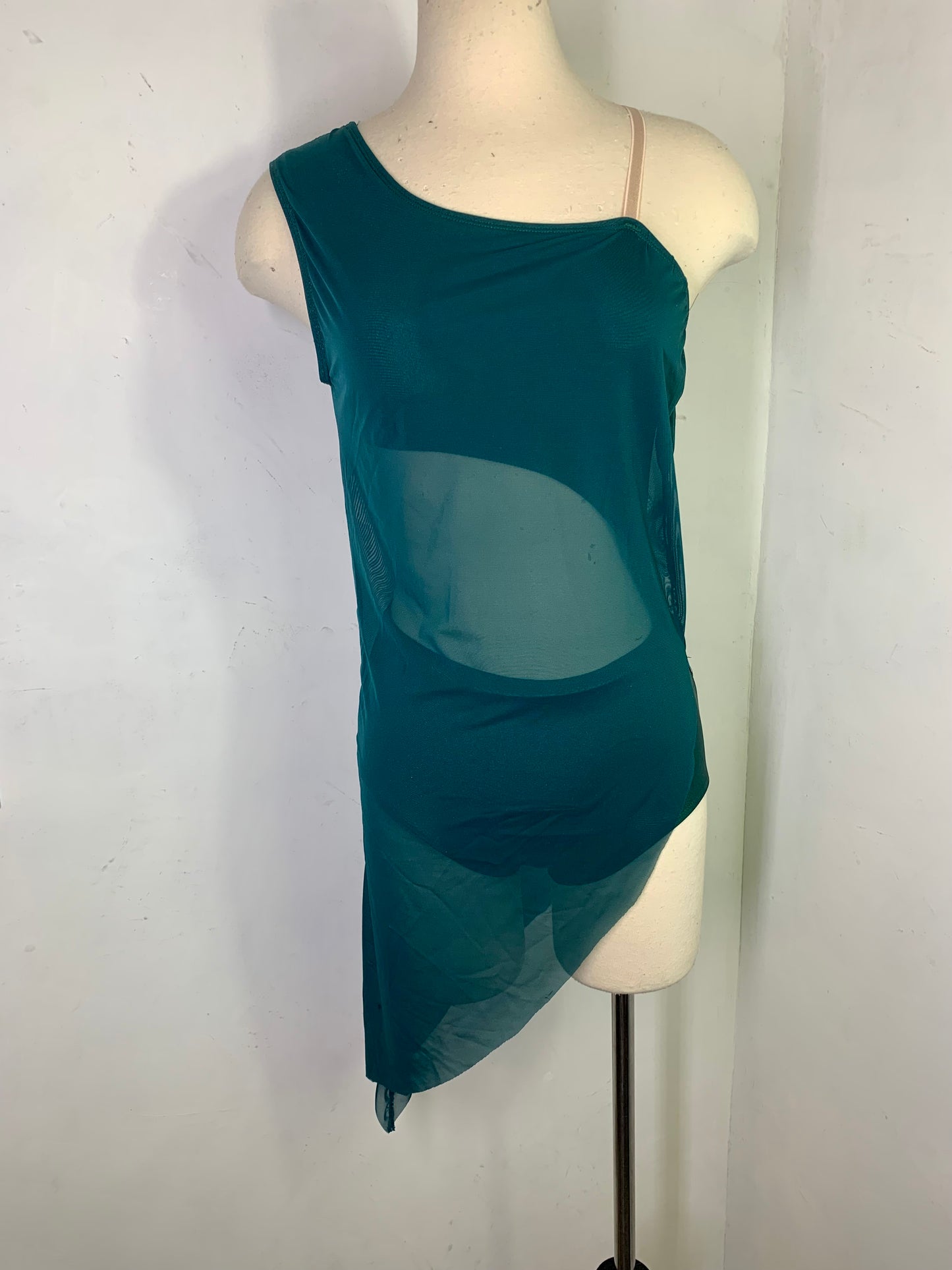 RHINESTONED ASSYMETRICAL DANCE DRESS