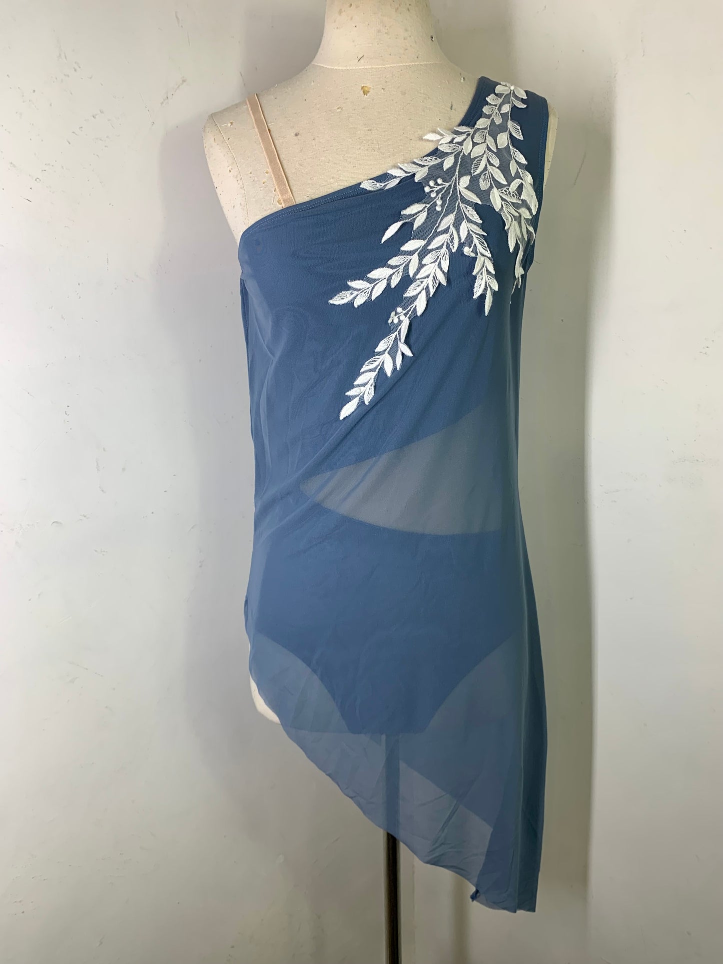 RHINESTONED ASSYMETRICAL DANCE DRESS