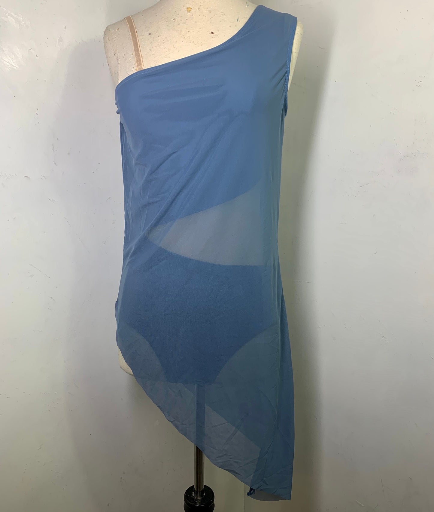 RHINESTONED ASSYMETRICAL DANCE DRESS