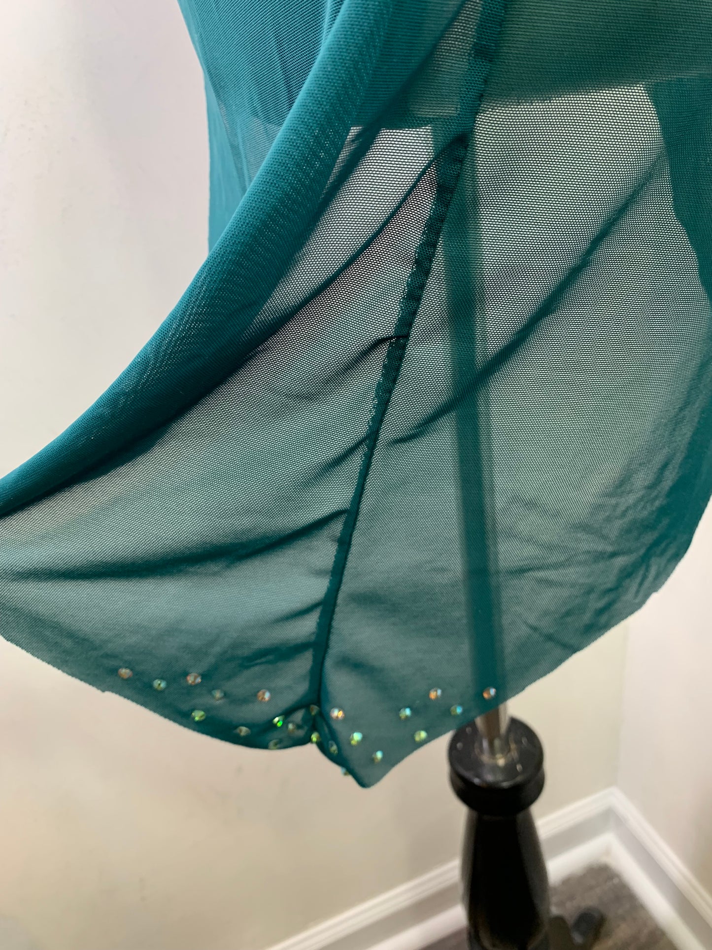 RHINESTONED ASSYMETRICAL DANCE DRESS