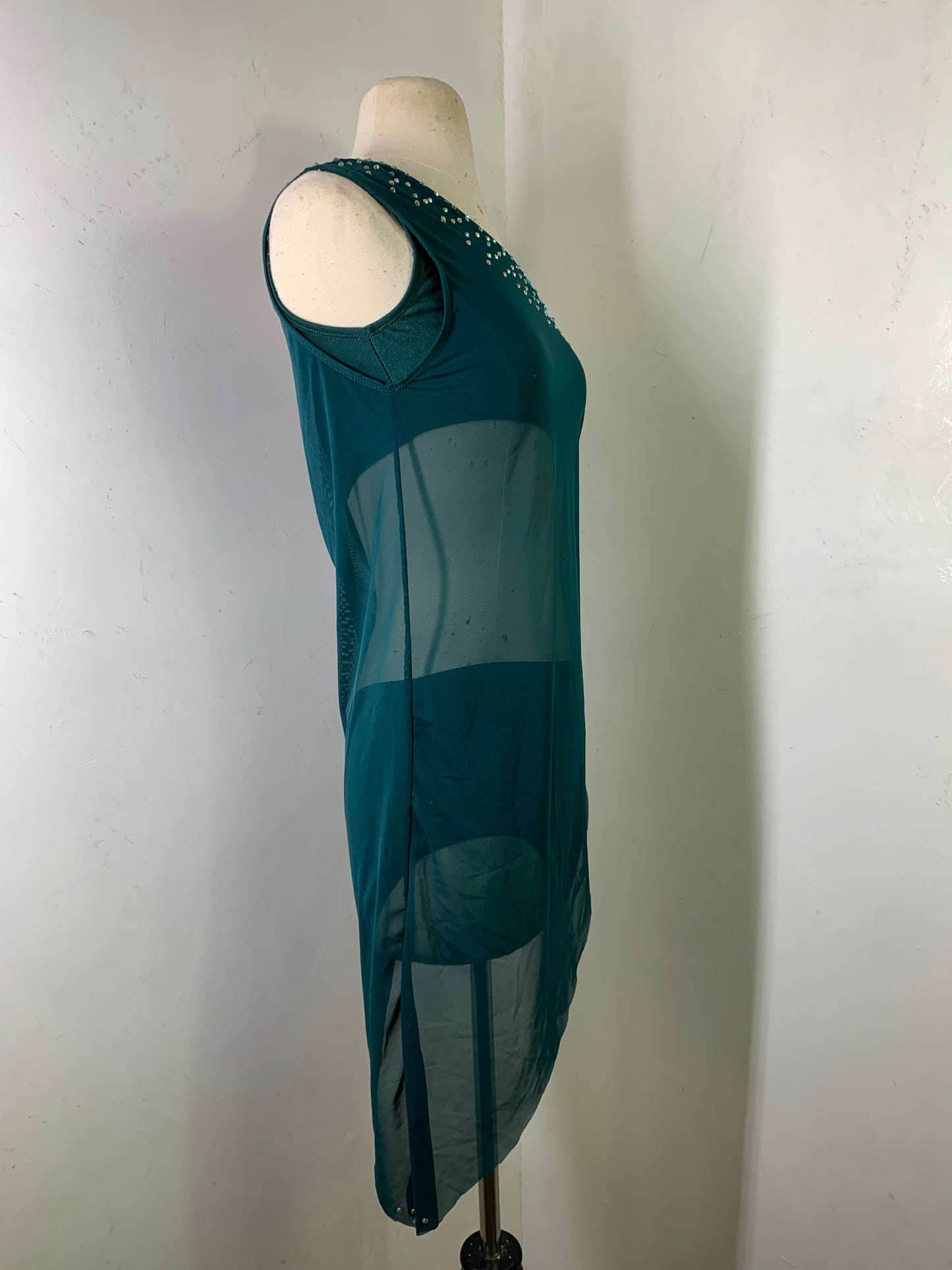 RHINESTONED ASSYMETRICAL DANCE DRESS
