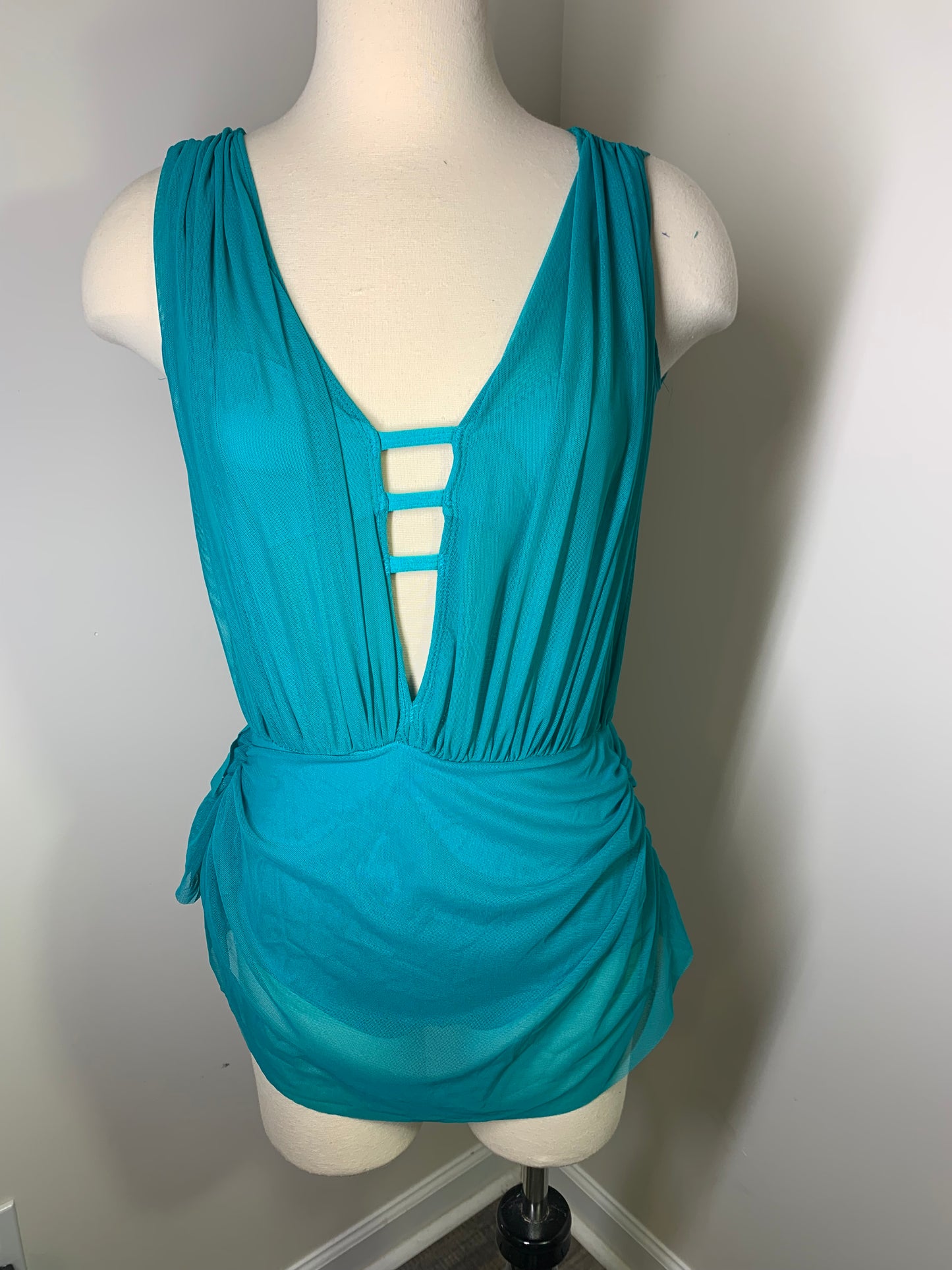 Sage draped dance costume