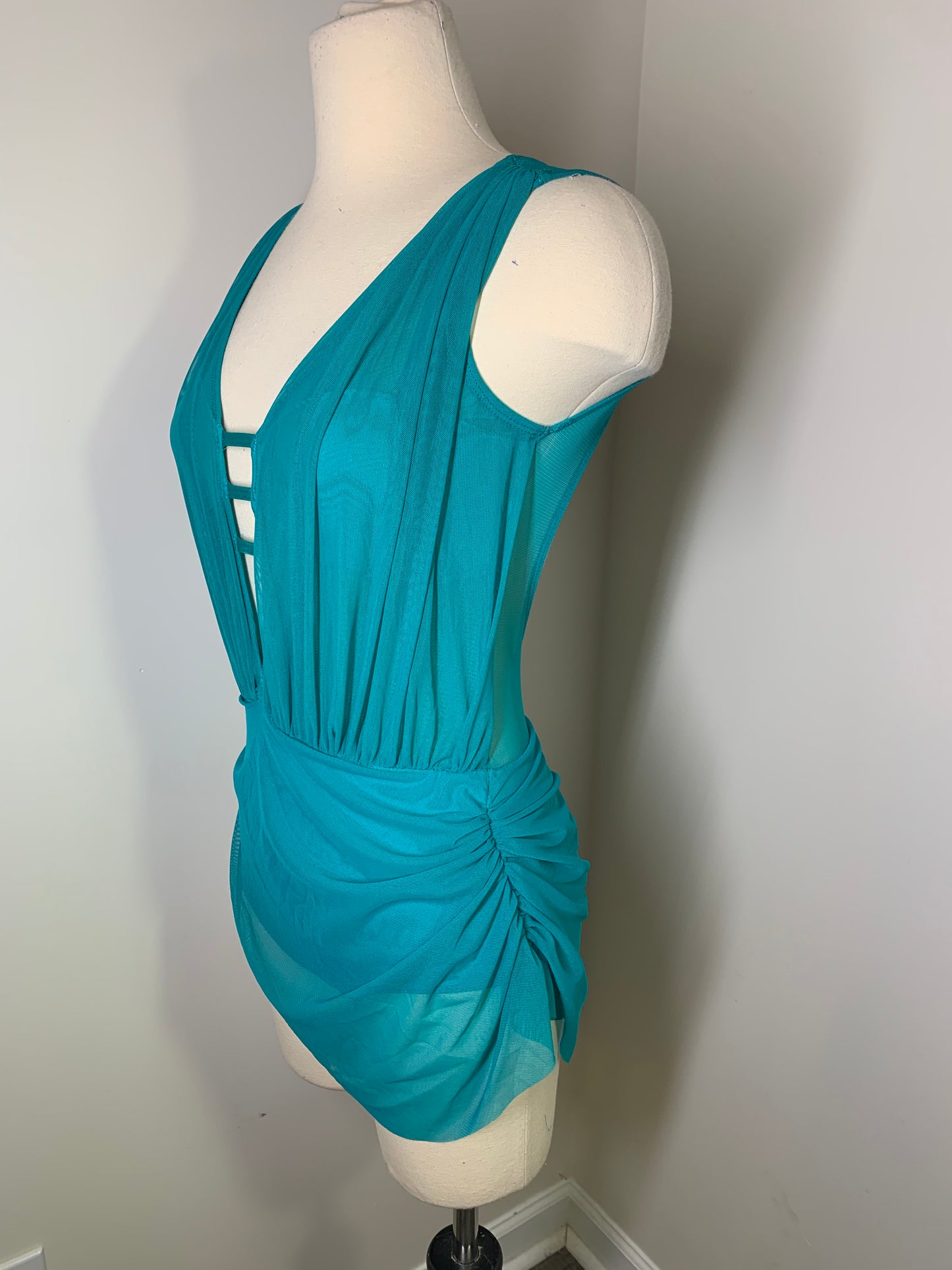 Sage draped dance costume