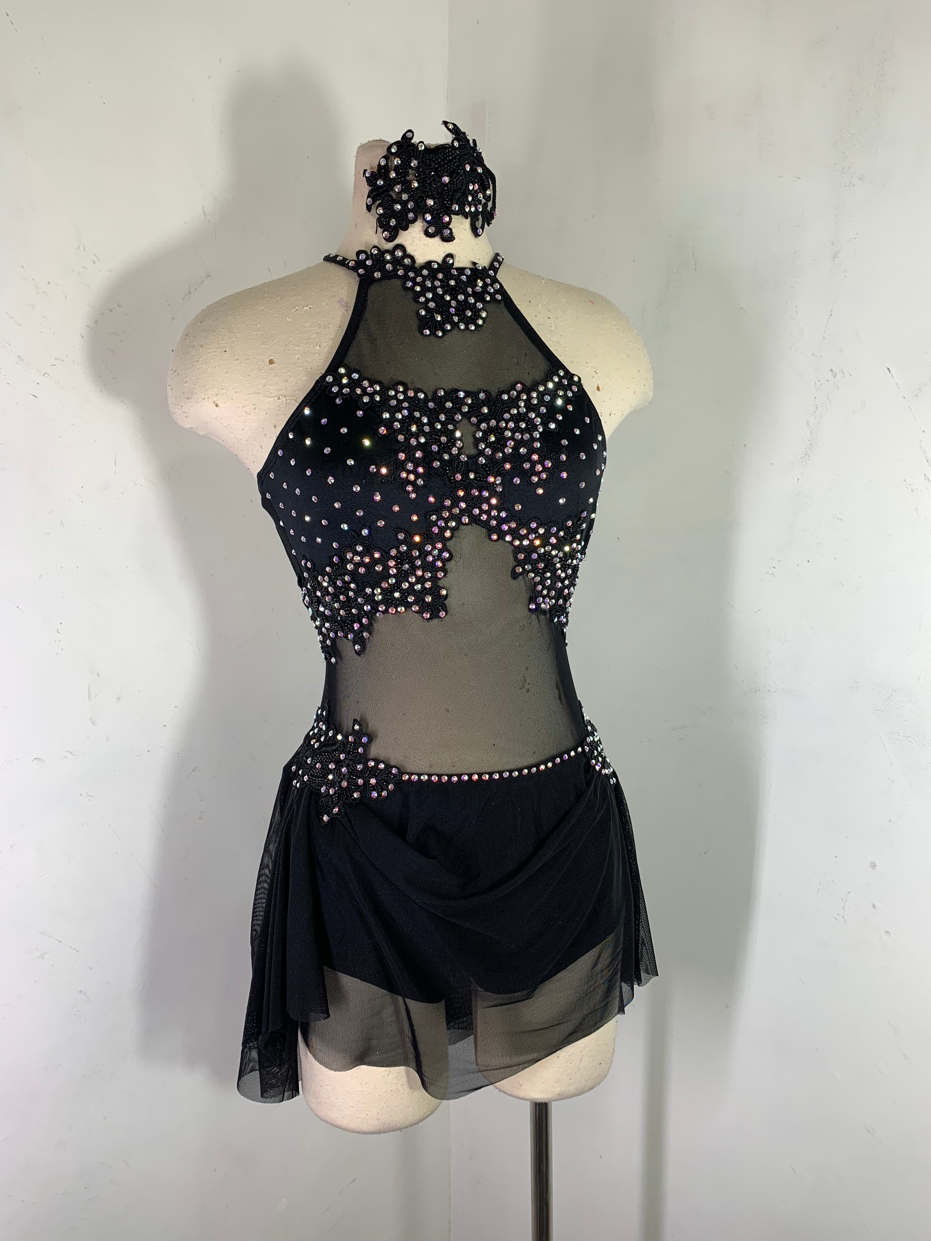 JULIA Black halter Lyrical Dance Costume – Co9dancecostumes JULIA Black halter Lyrical Dance Costume – Co9dancecostumes