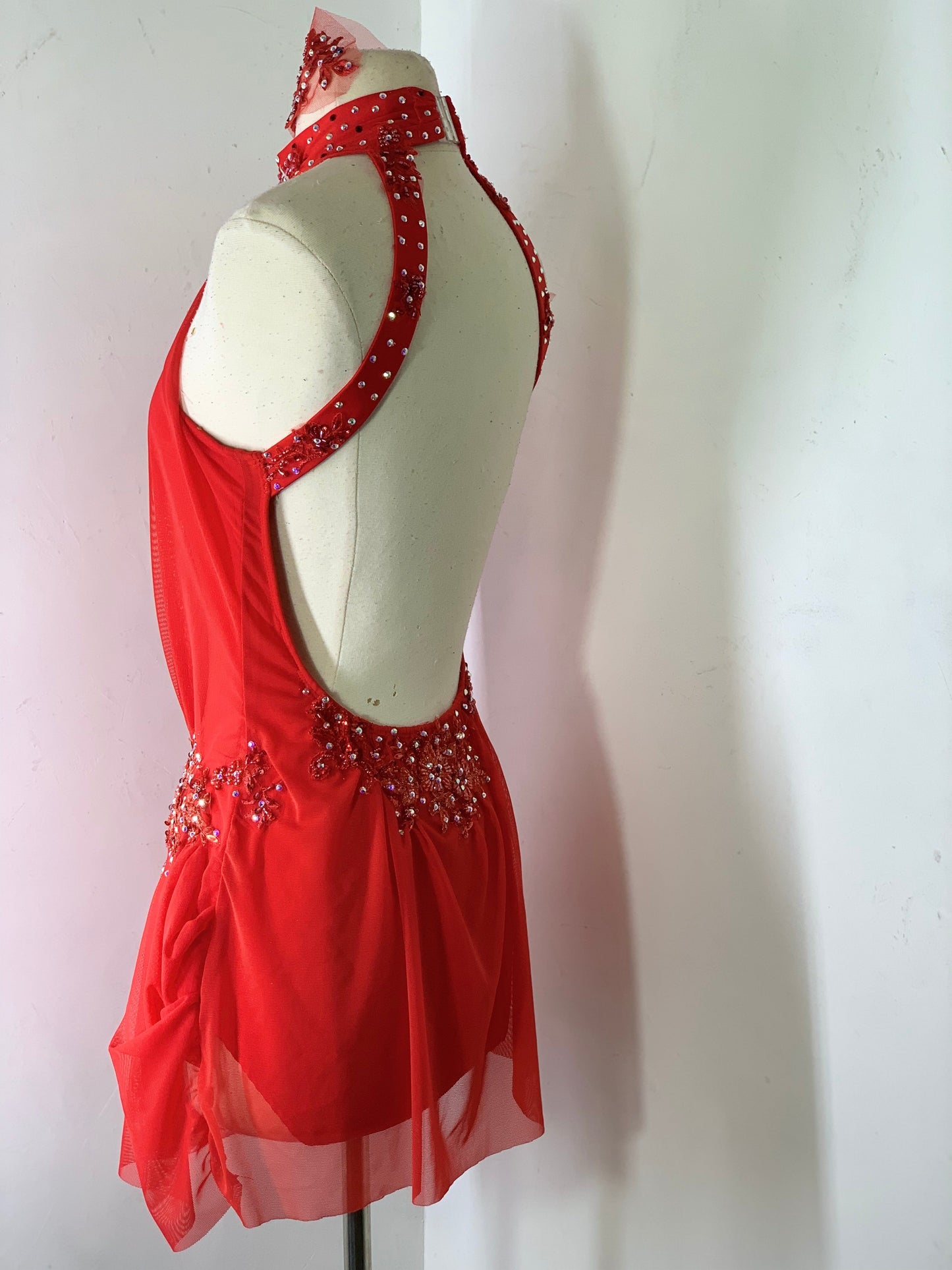 Mallard Draped red dance dress
