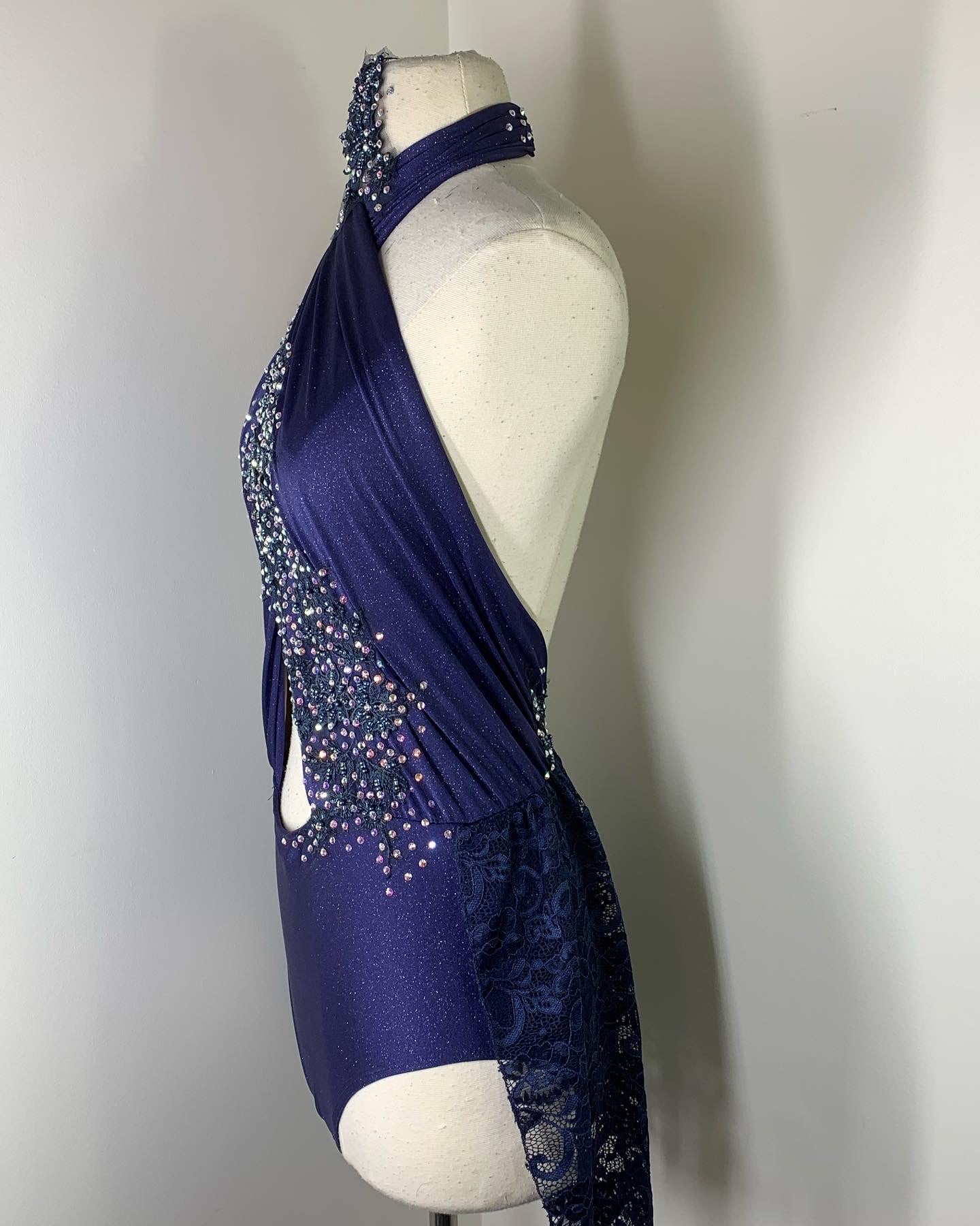 Navy sparkle spandex SA dance costume