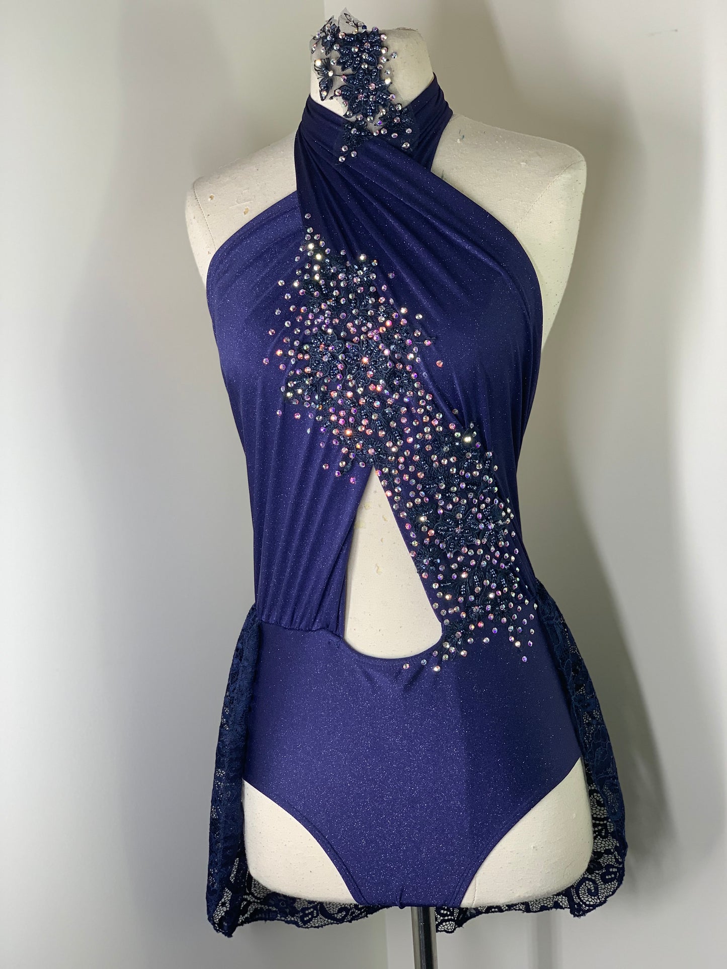 Navy sparkle spandex SA dance costume