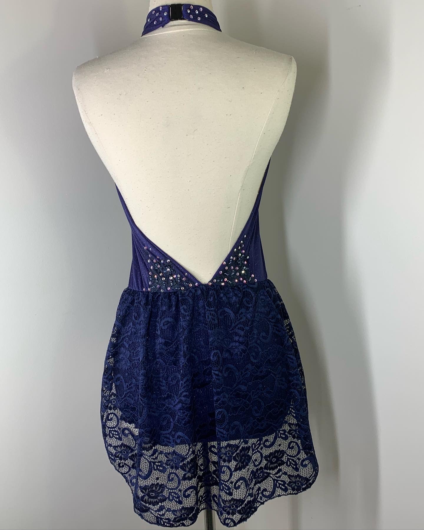 Navy sparkle spandex SA dance costume