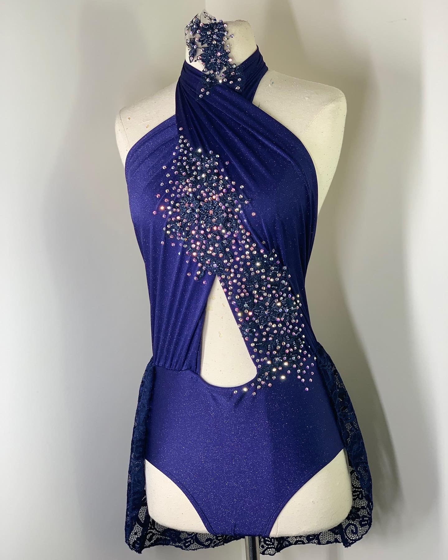 Navy sparkle spandex SA dance costume
