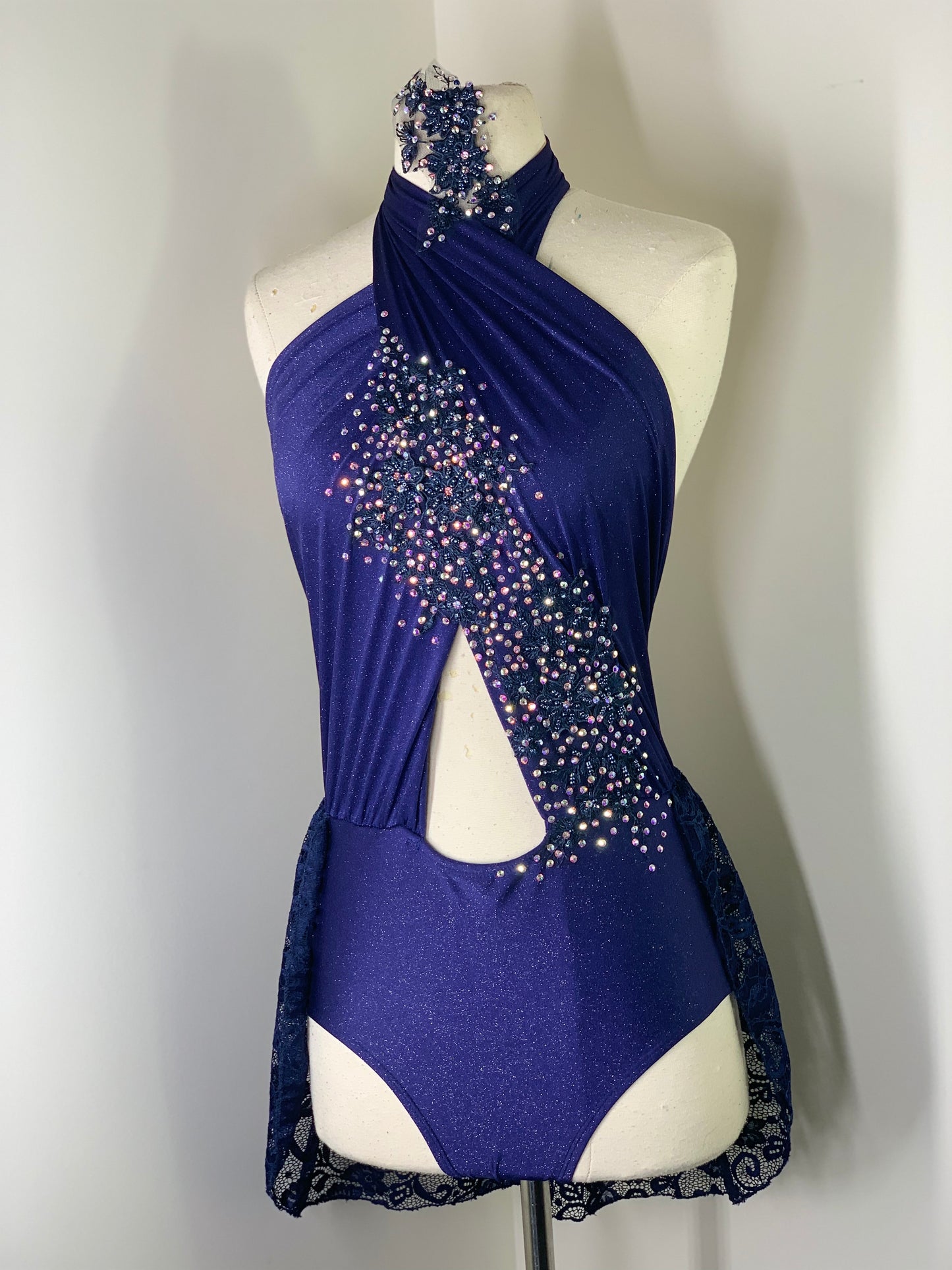 Navy sparkle spandex SA dance costume