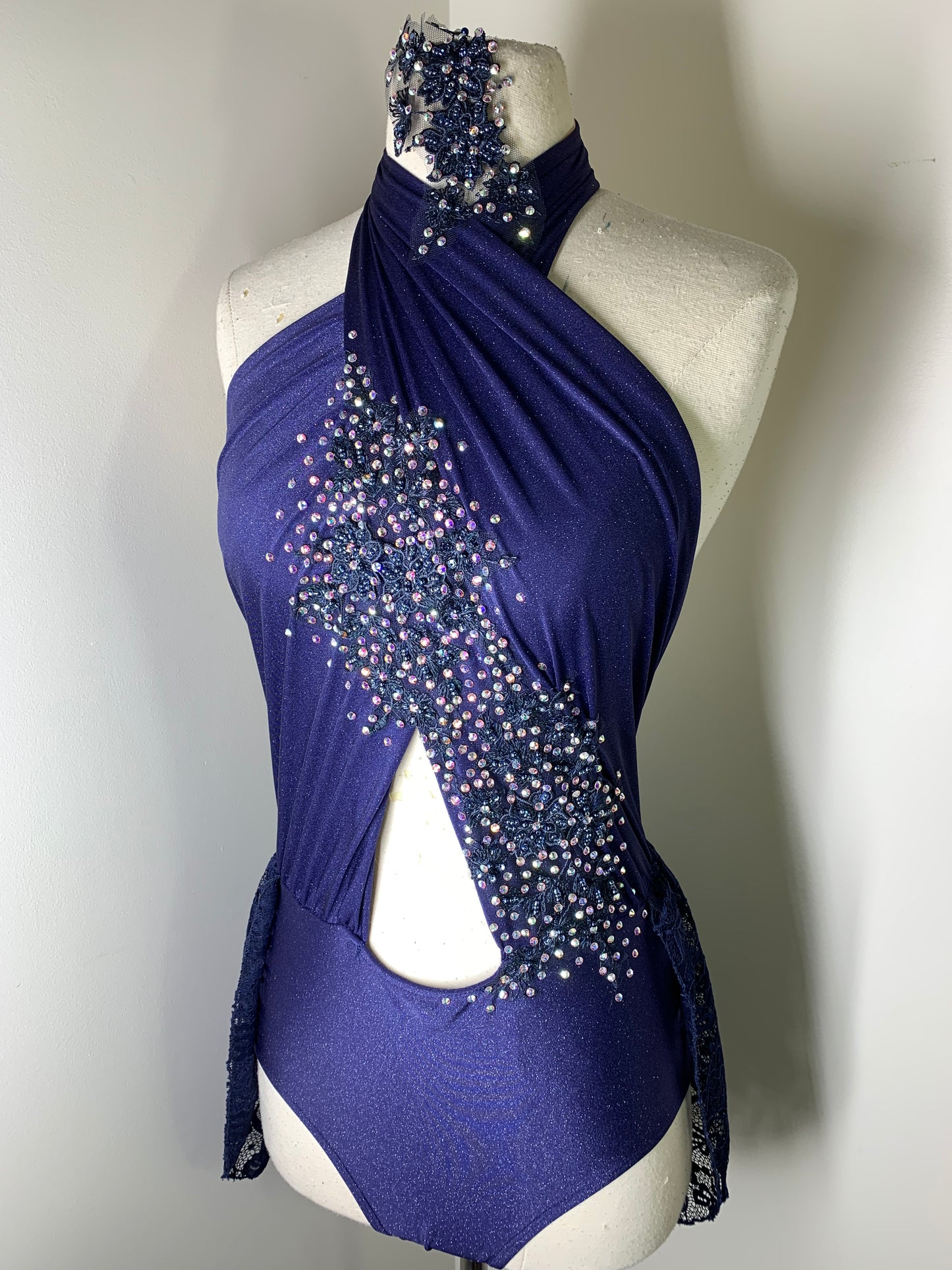 Navy sparkle spandex SA dance costume