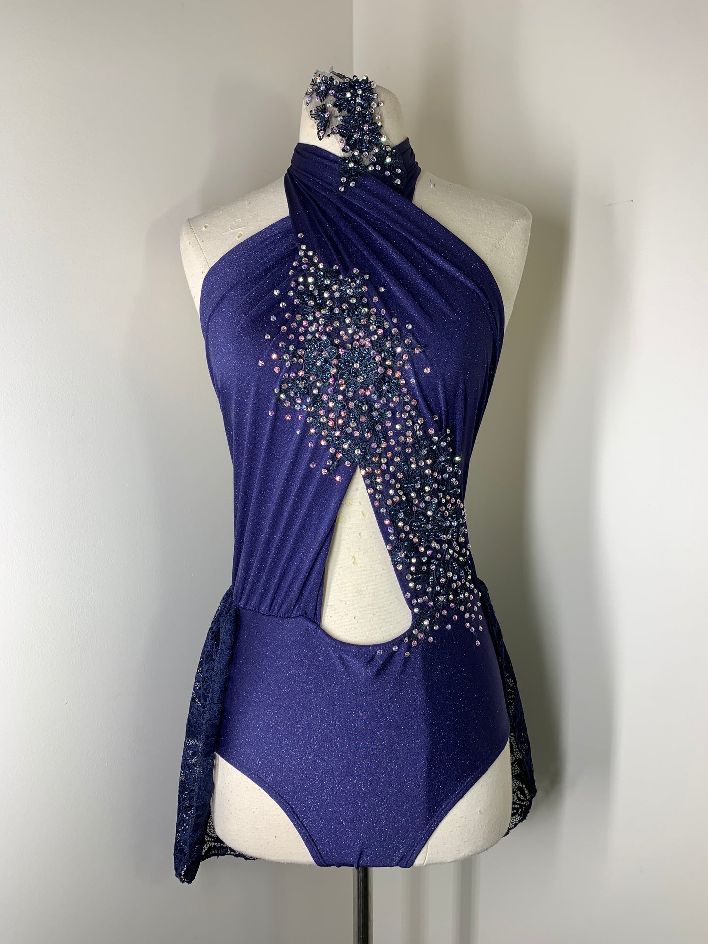 Navy sparkle spandex SA dance costume
