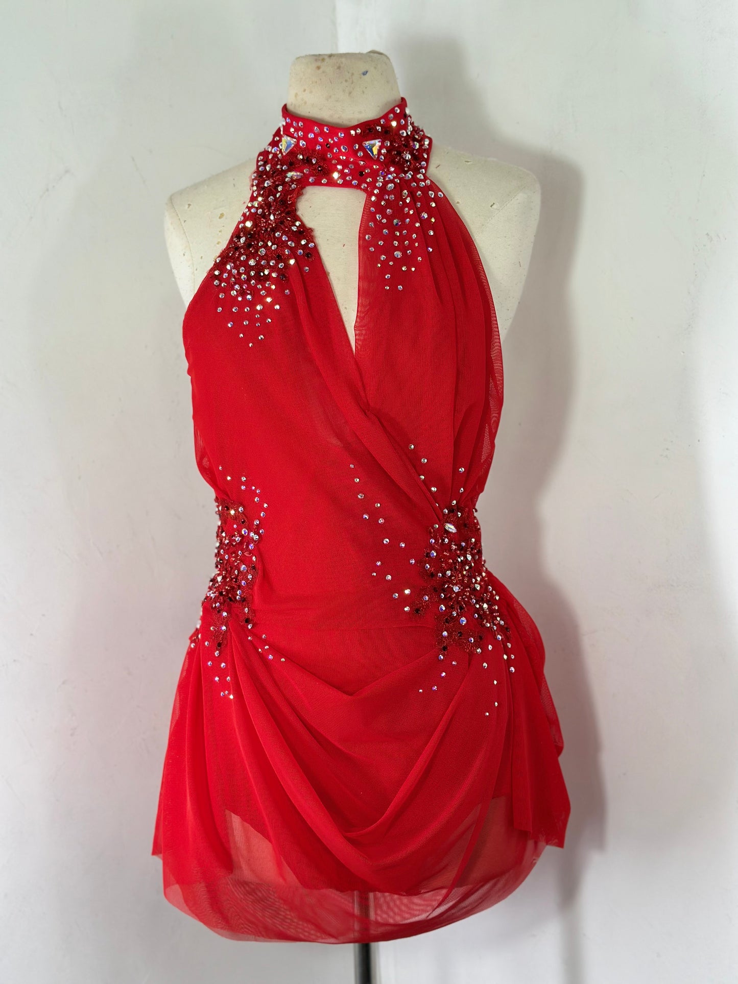 Crimson Red beaded applique dance costume