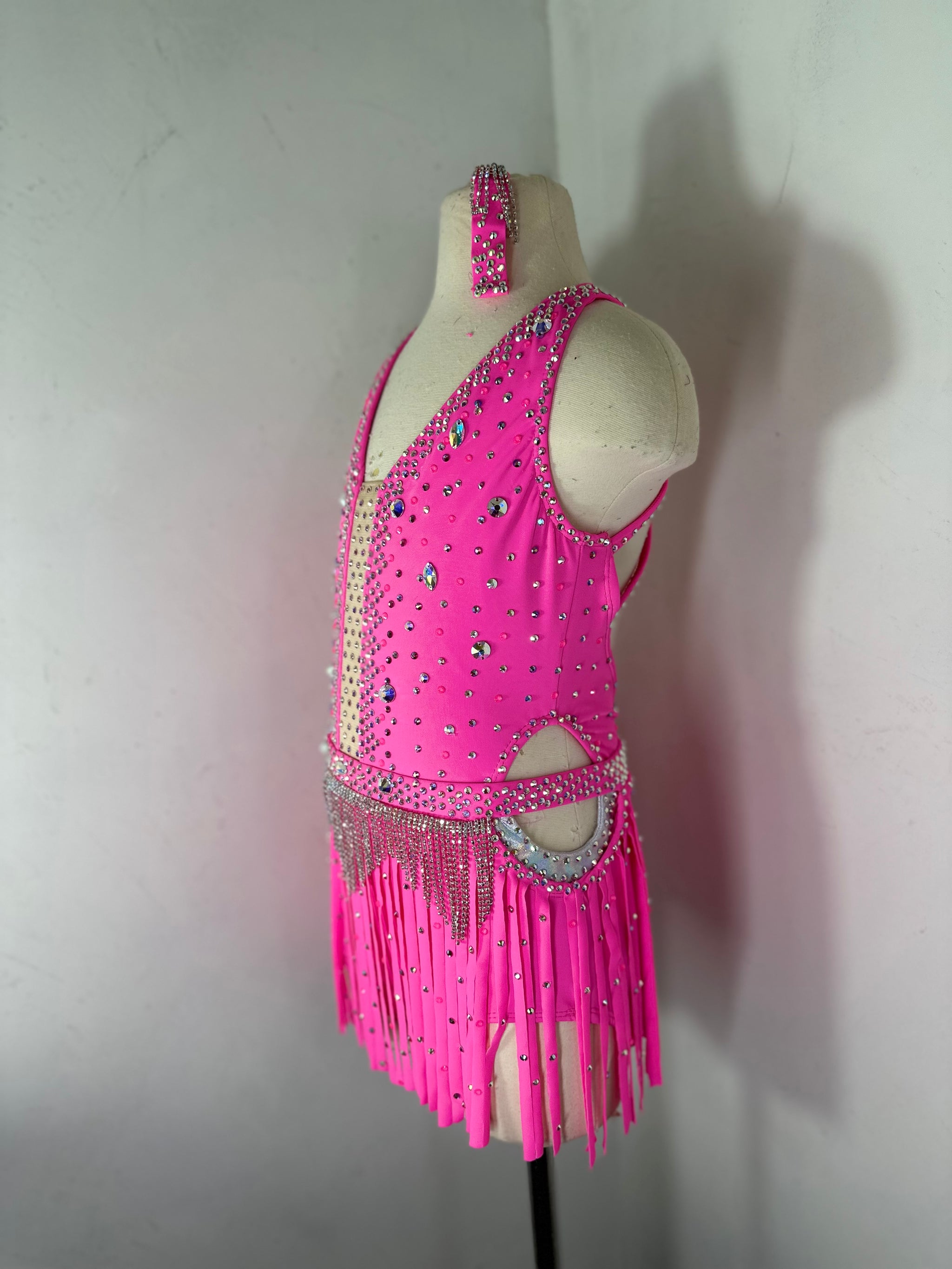TROUBLE Neon Pink jazz dance costume Co9dancecostumes TROUBLE Neon Pink jazz dance costume Co9dancecostumes