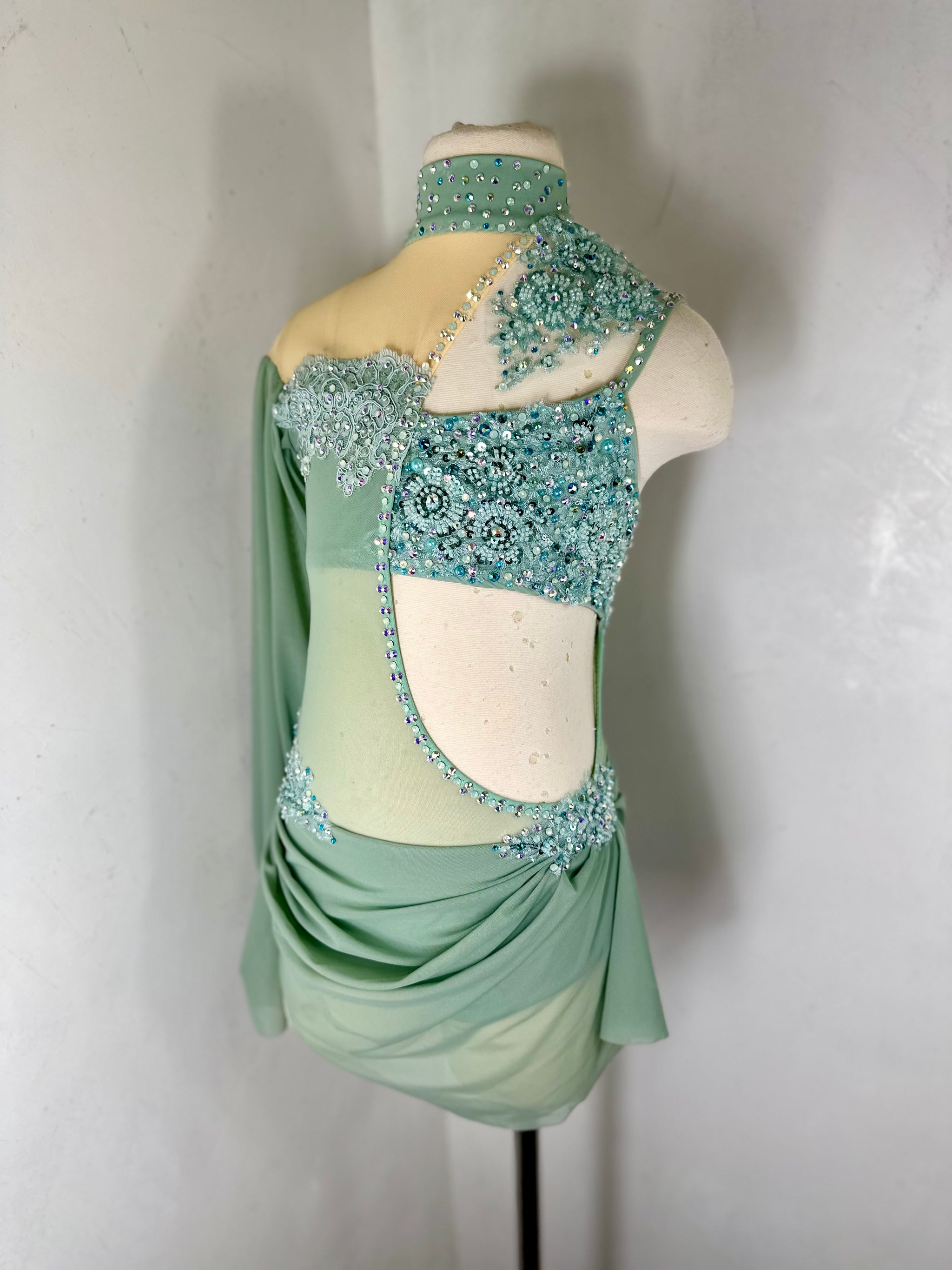 LONDON Asymmetrical Sage green dance costume Co9dancecostumes LONDON Asymmetrical Sage green dance costume Co9dancecostumes