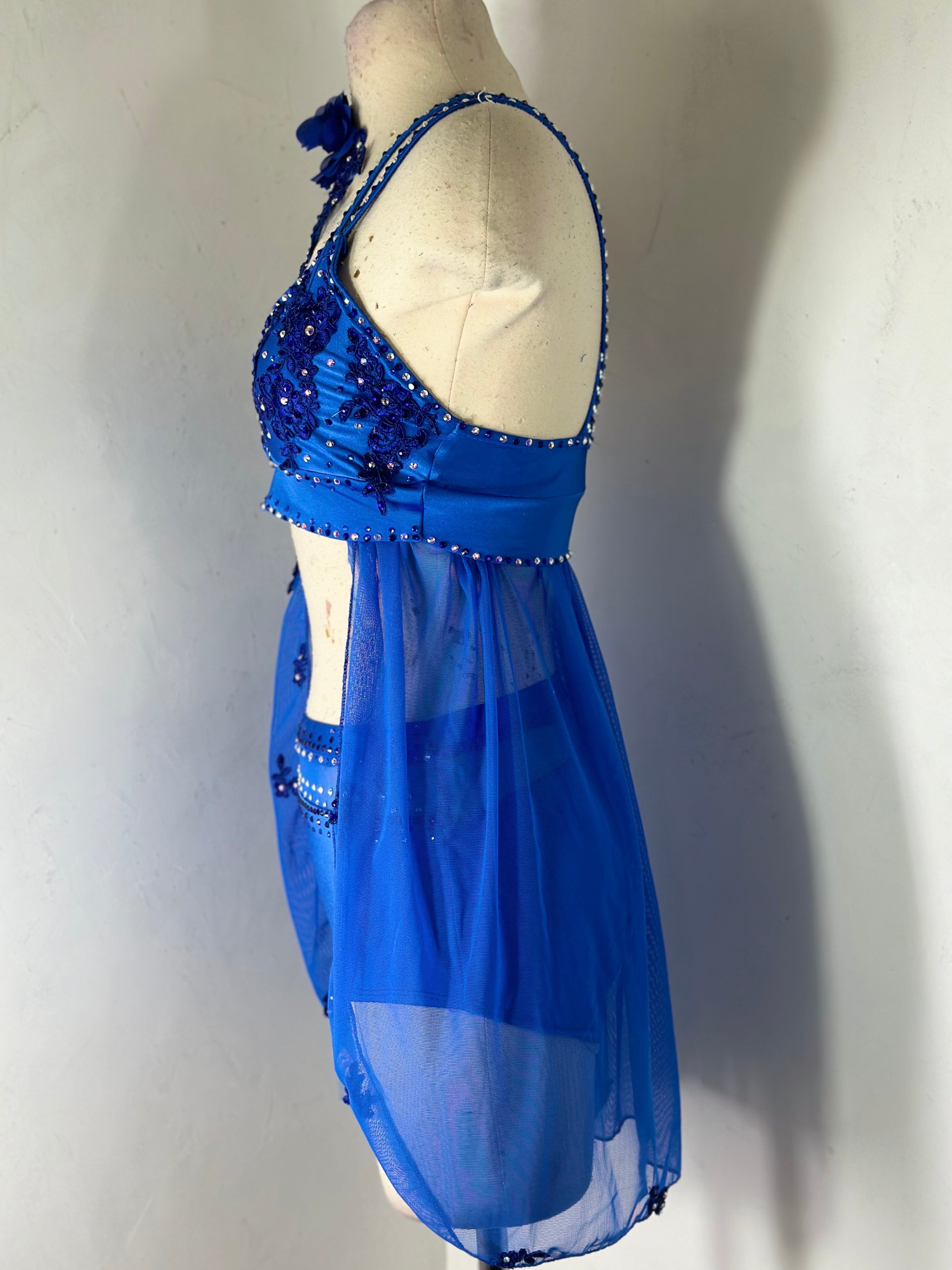 royal blue dance dresses Two Piece Royal Blue Competition Solo Lyrical Dance Costume Contemporary Leotard