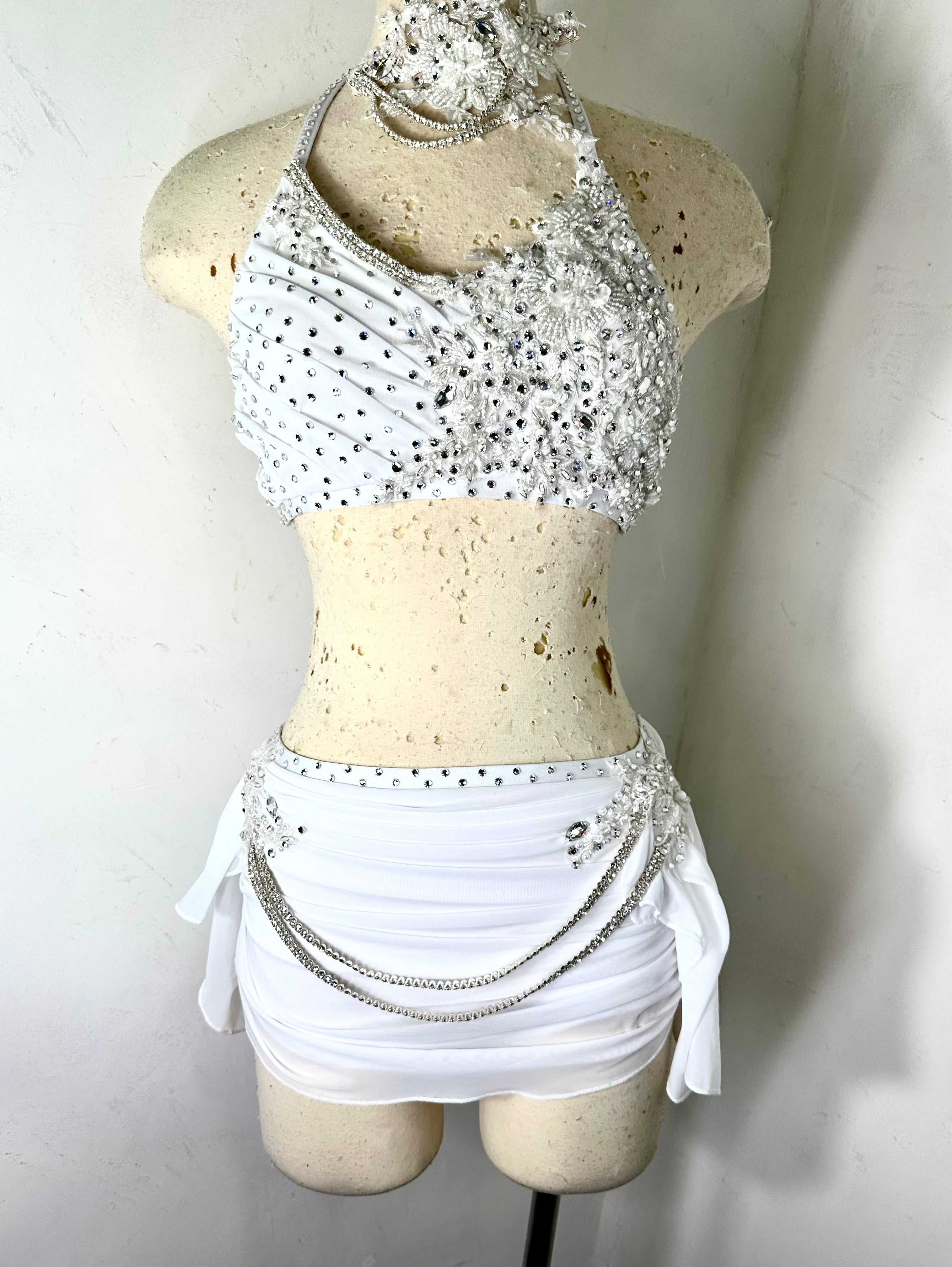 WHITNEY  2 pc white  lyrical dance costume