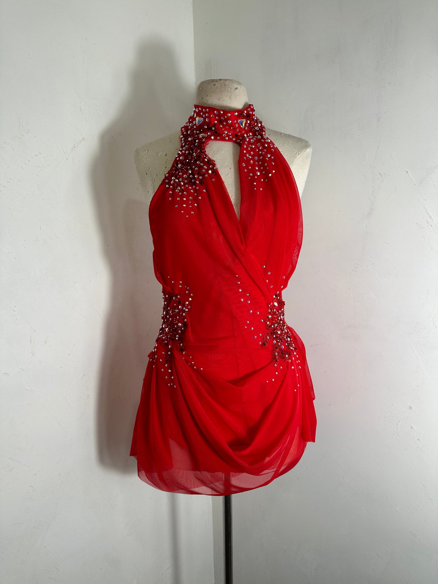 Crimson Red beaded applique dance costume