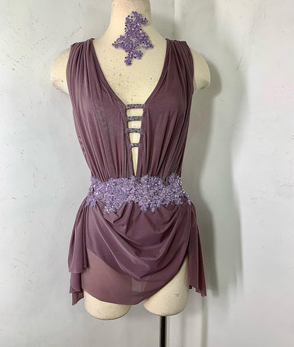 JULIETTE French Lilac draped  costume with crystal ab stones and appliques