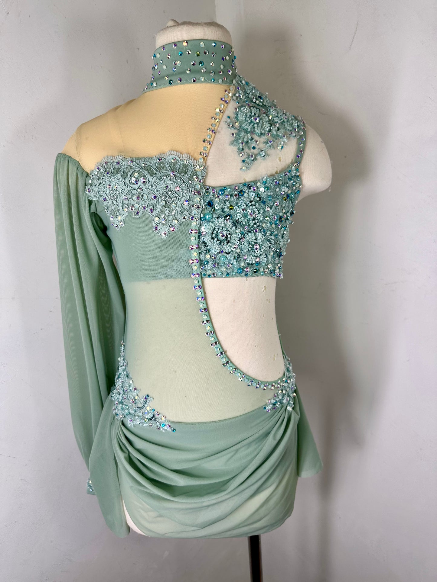 LONDON Asymmetrical Sage green dance costume