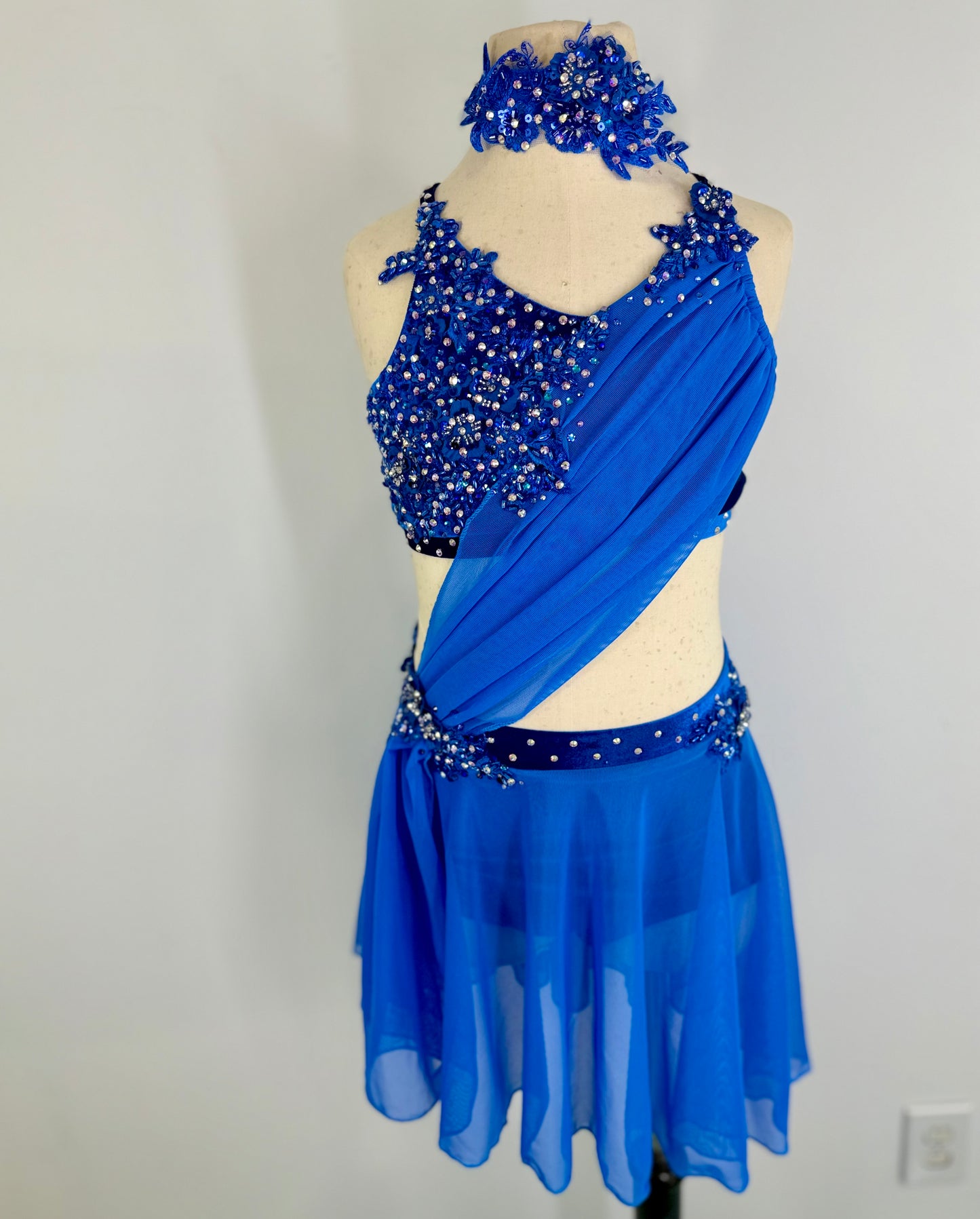 LUNA royal blue velvet lyrical dance costume