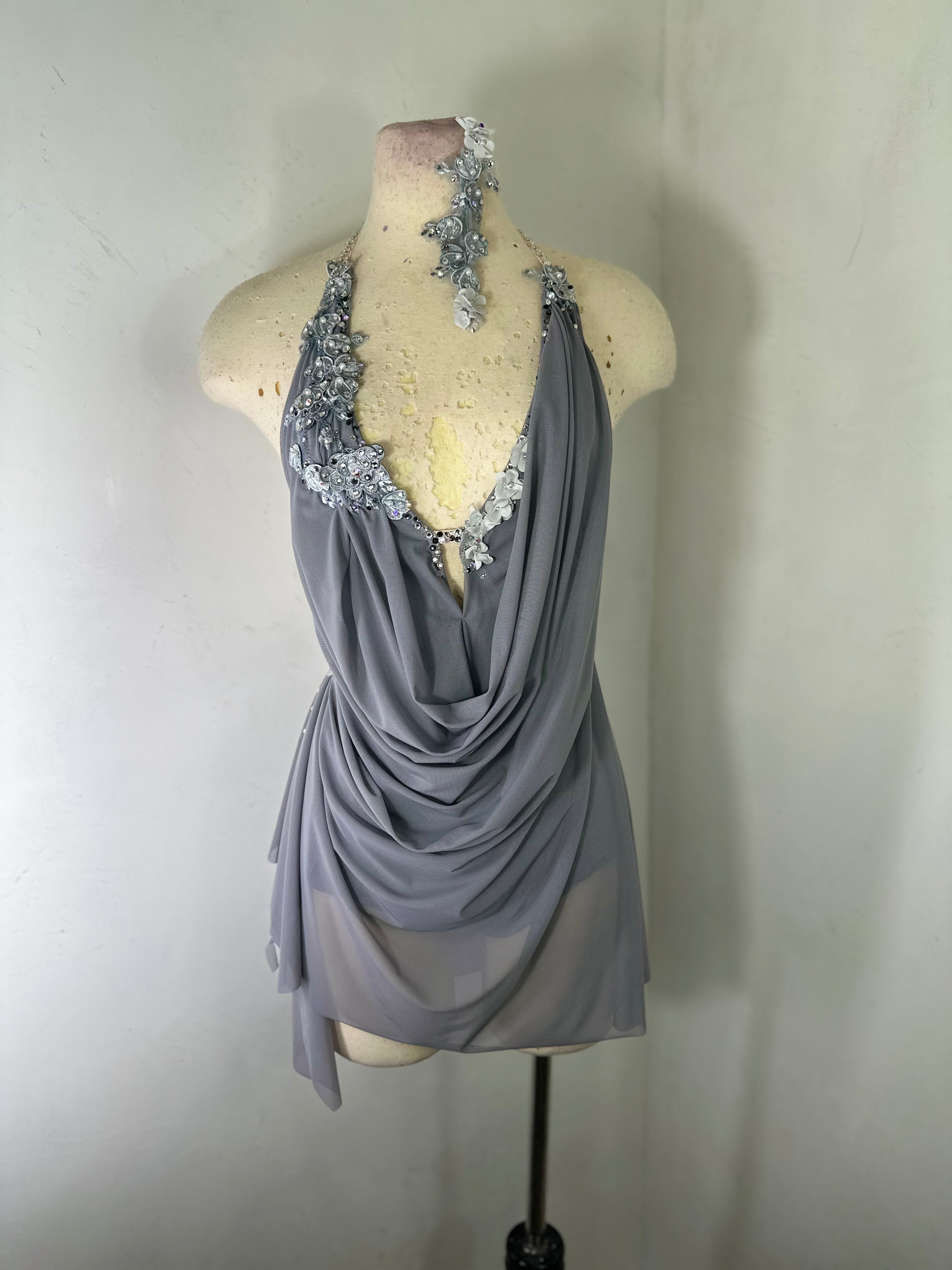 RAINA Draped smoky grey dance dress