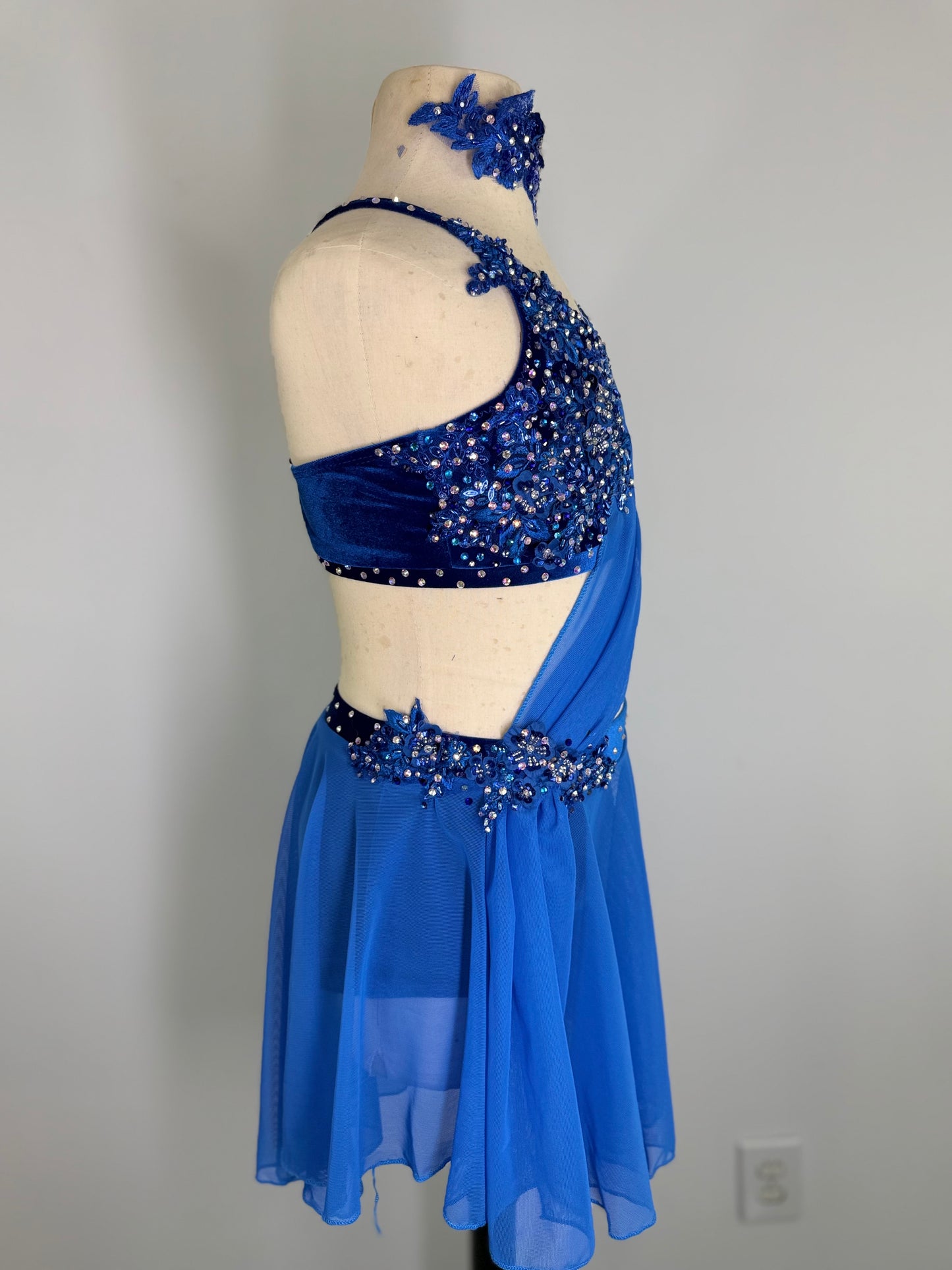 LUNA royal blue velvet lyrical dance costume