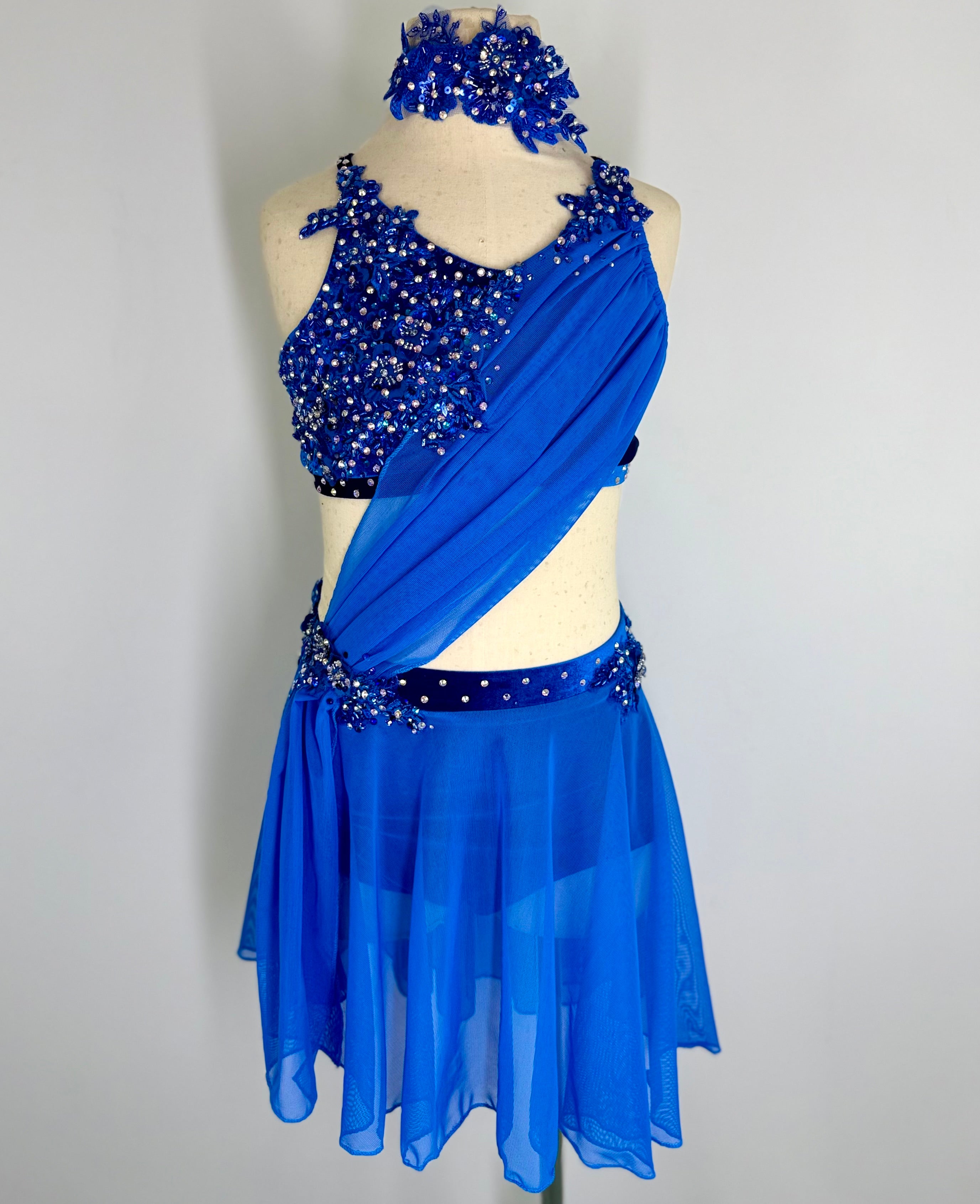 LUNA royal blue velvet lyrical dance costume