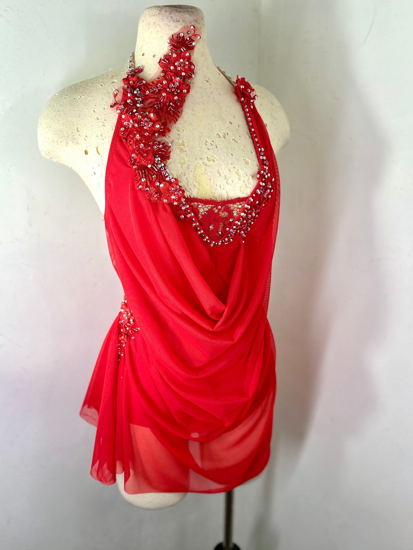 RAINA Draped red SA ready to ship dance dress