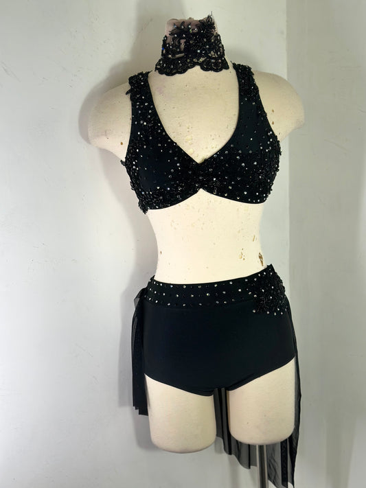LEXIE Dramatic black Lyrical Costume with draped skirt