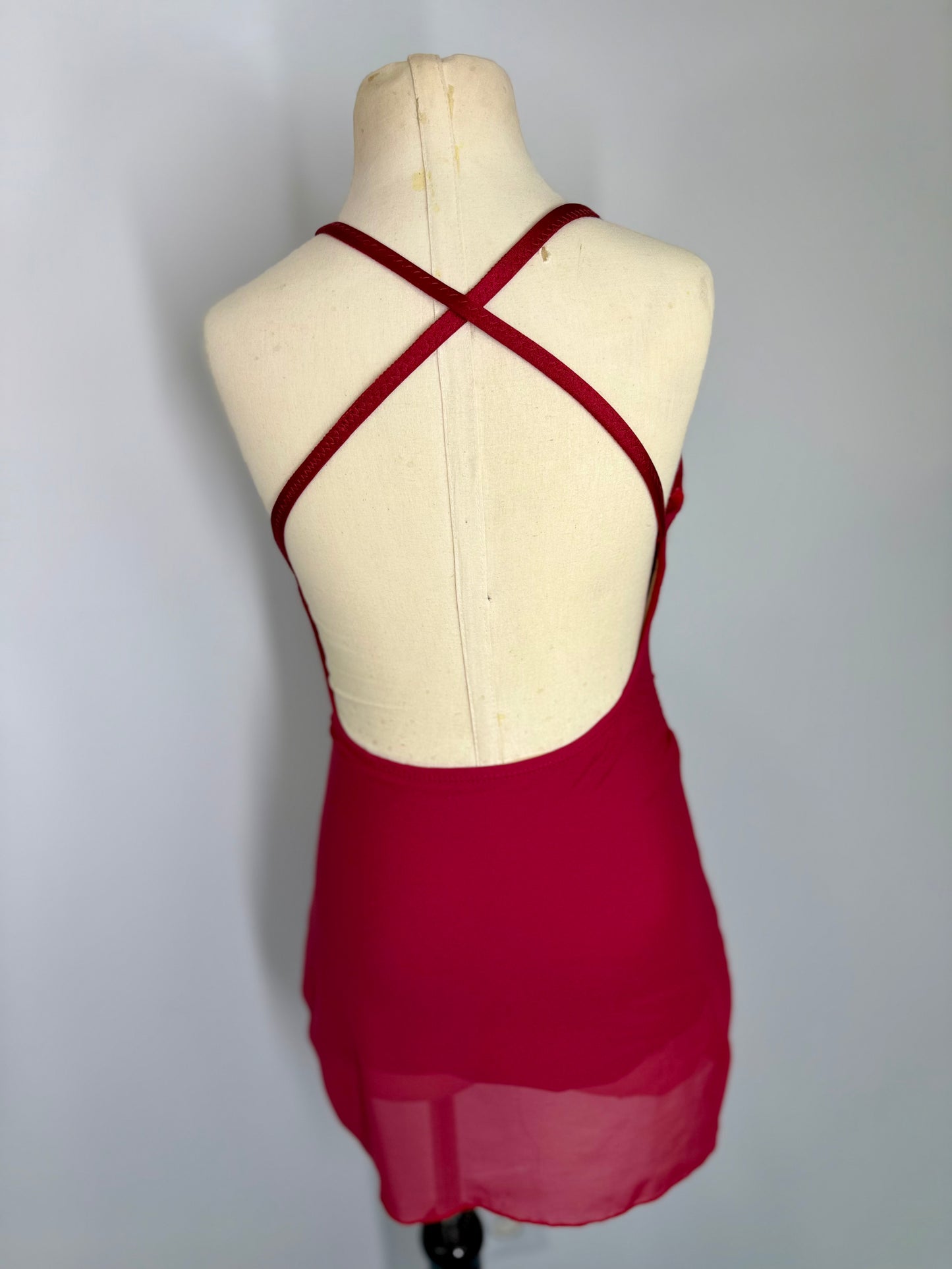 SCARLET SOLID CUSTOM  DANCE DRESS COSTUME BASE