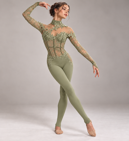 FIONA rhinestoned lace Contemporary Unitard  Dance Costume