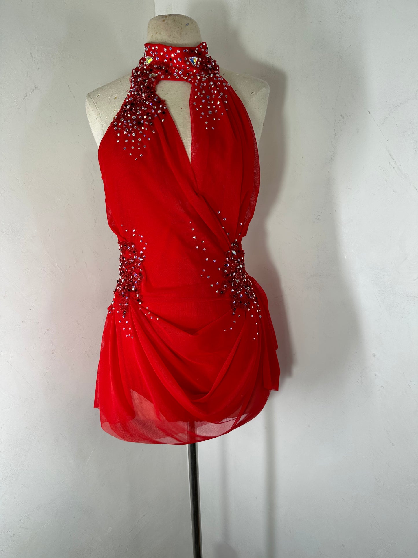 Crimson Red beaded applique dance costume