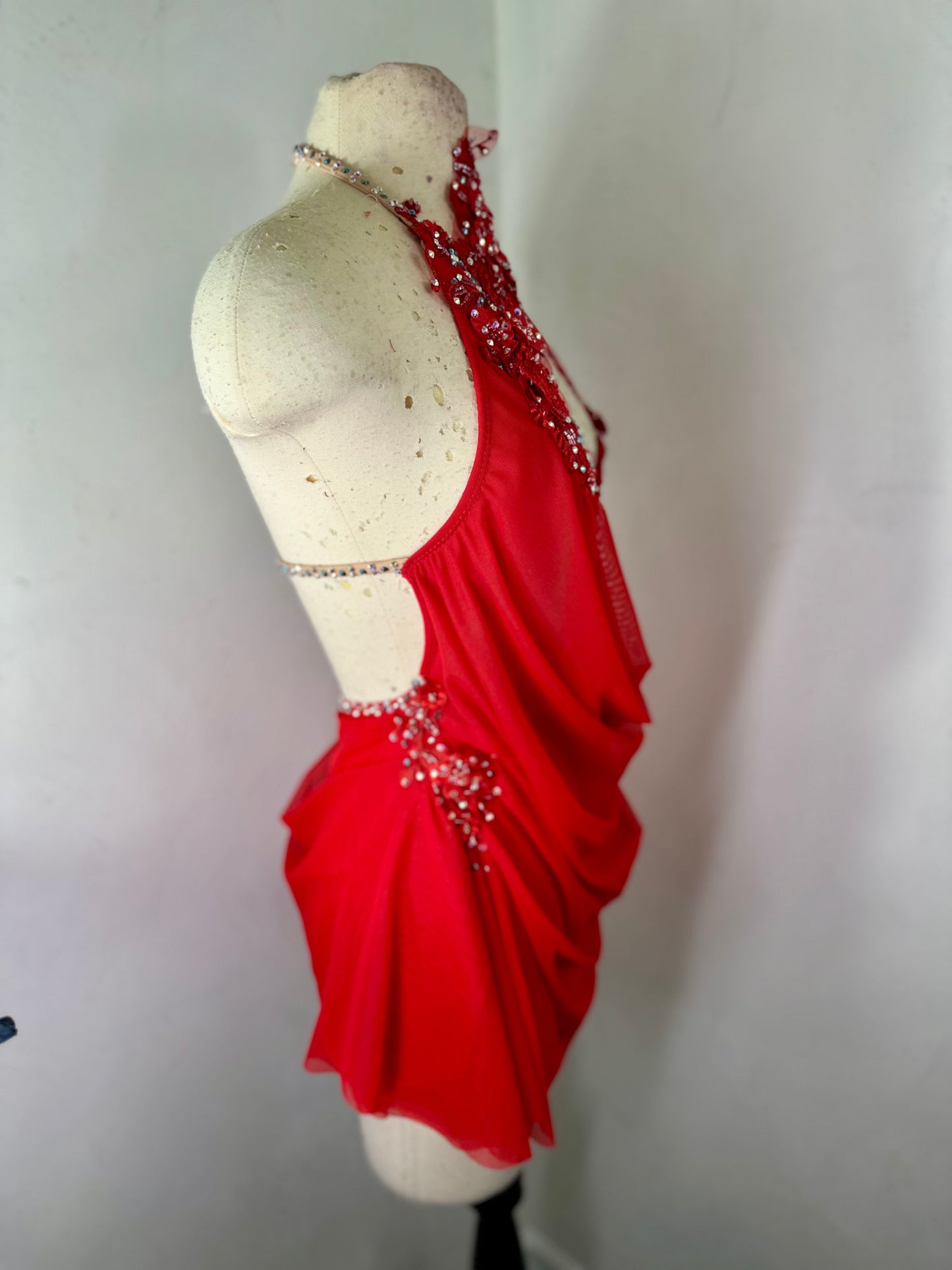 RAINA Draped red SA ready to ship dance dress