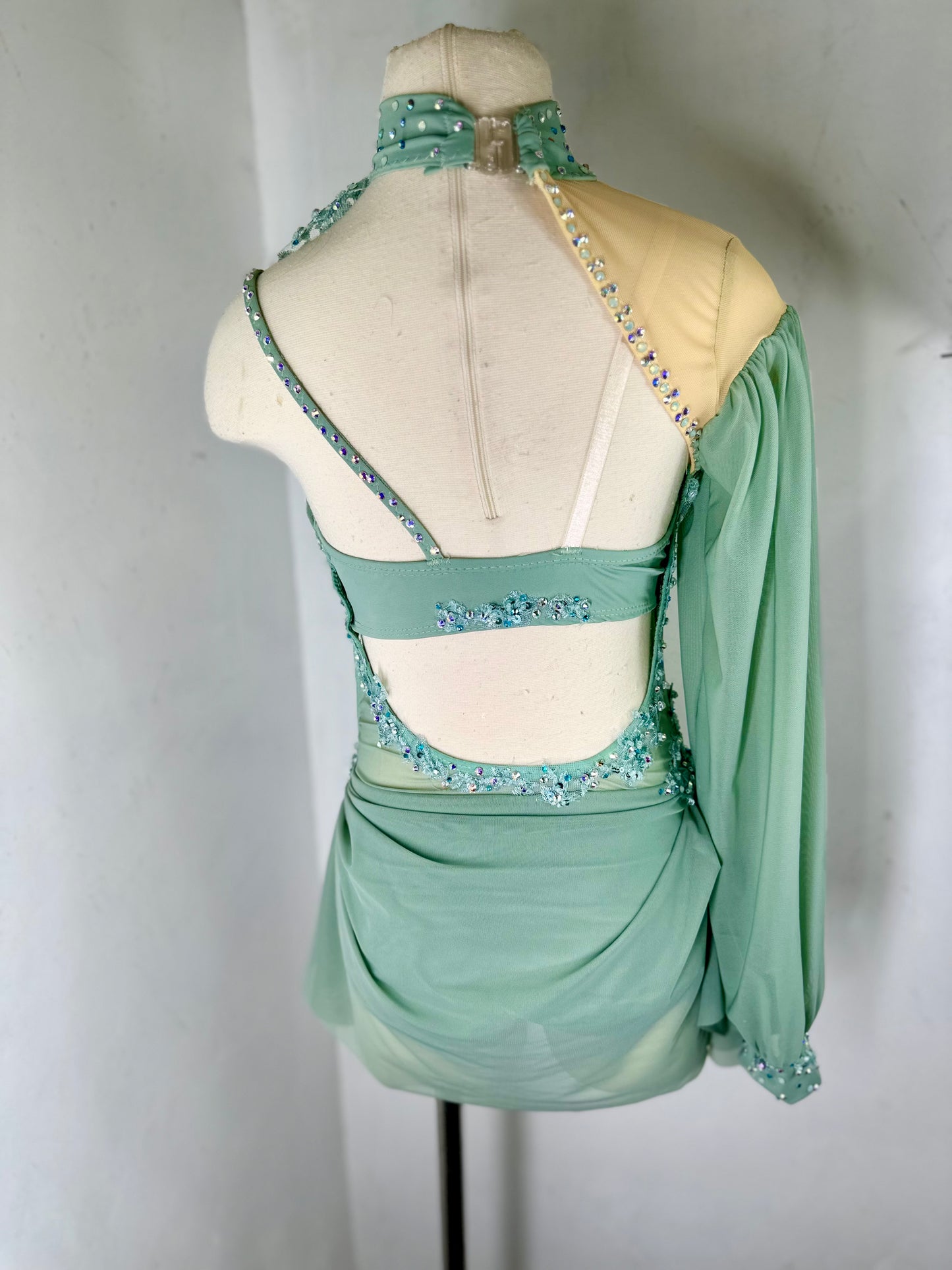 LONDON Asymmetrical Sage green dance costume