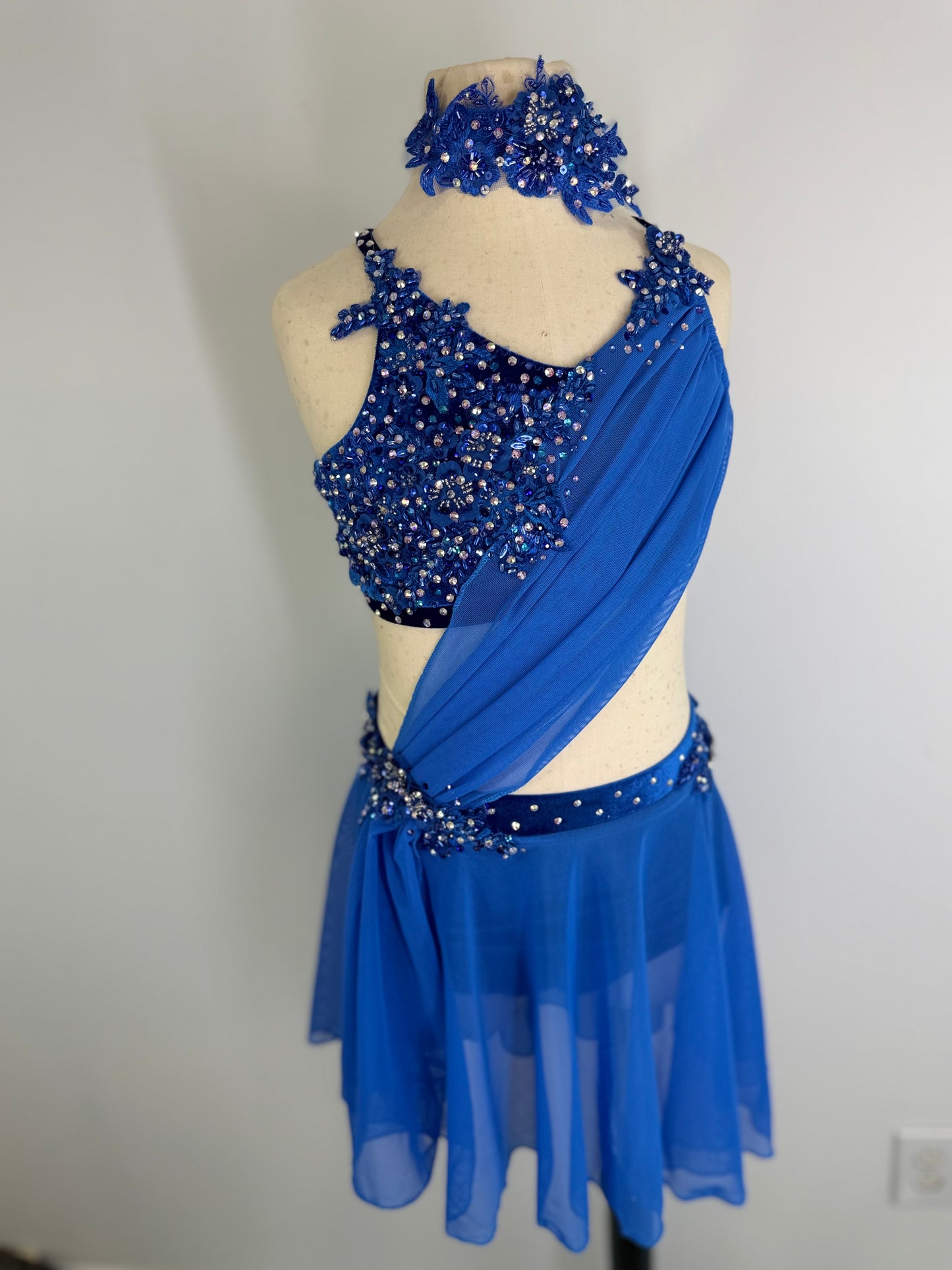 LUNA royal blue velvet lyrical dance costume