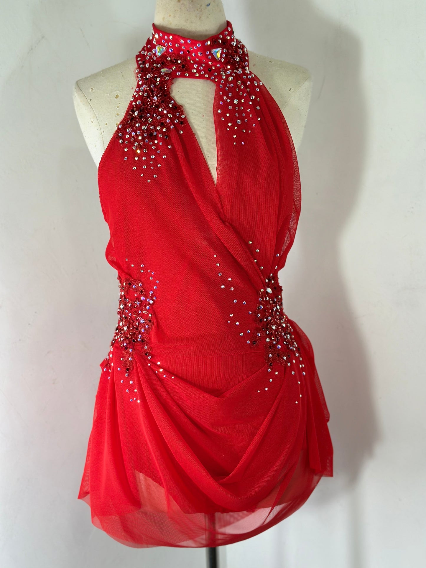 Crimson Red beaded applique dance costume