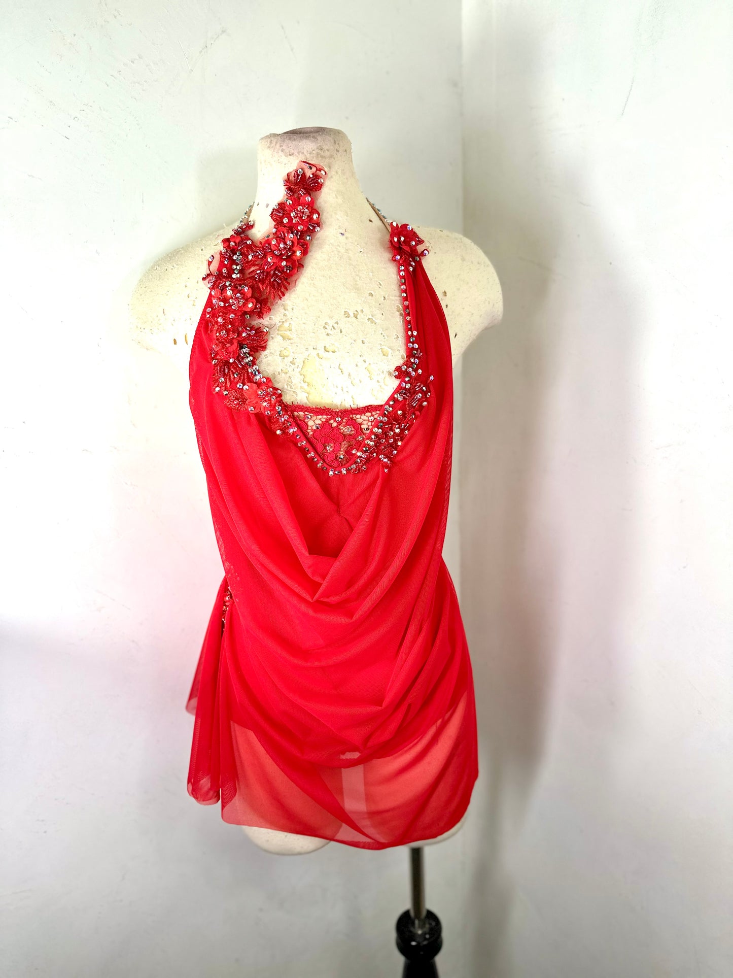 RAINA Draped red SA ready to ship dance dress