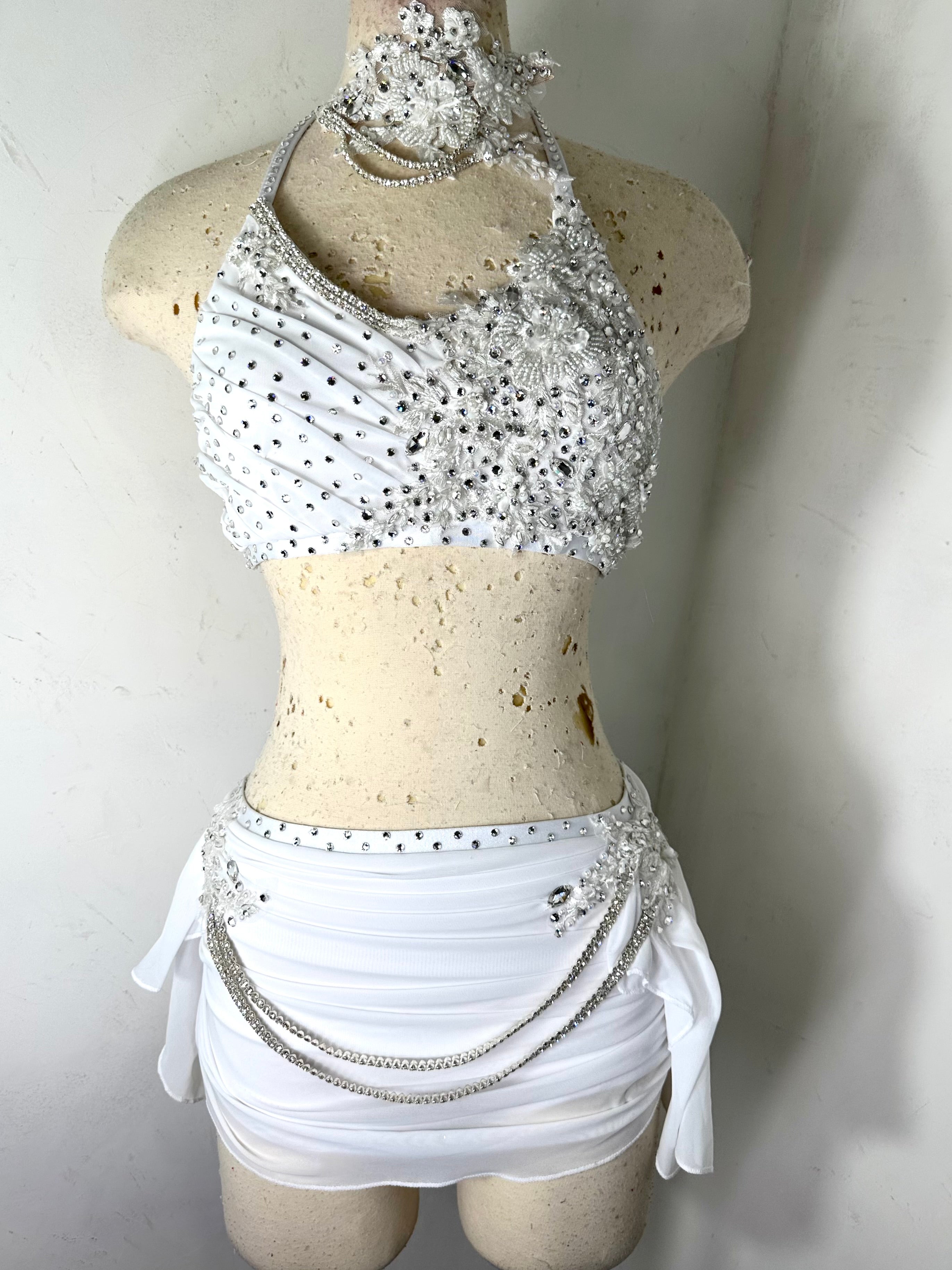 WHITNEY  2 pc white  lyrical dance costume
