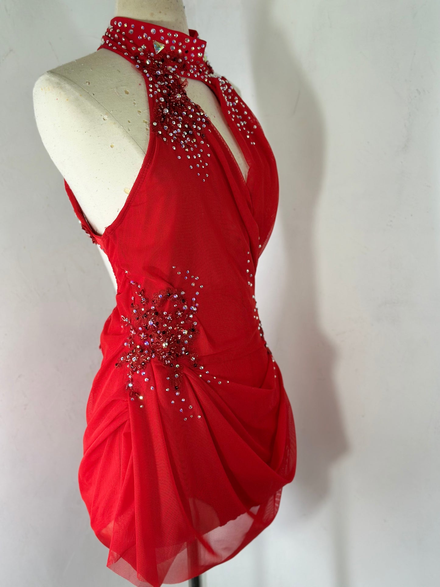 Crimson Red beaded applique dance costume
