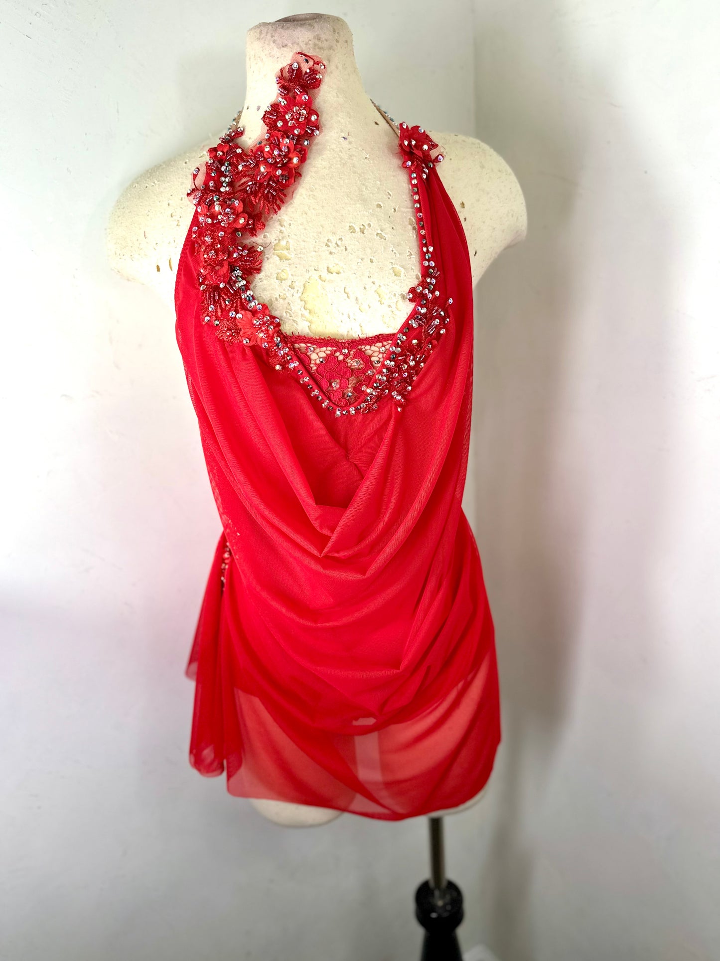 RAINA Draped red SA ready to ship dance dress